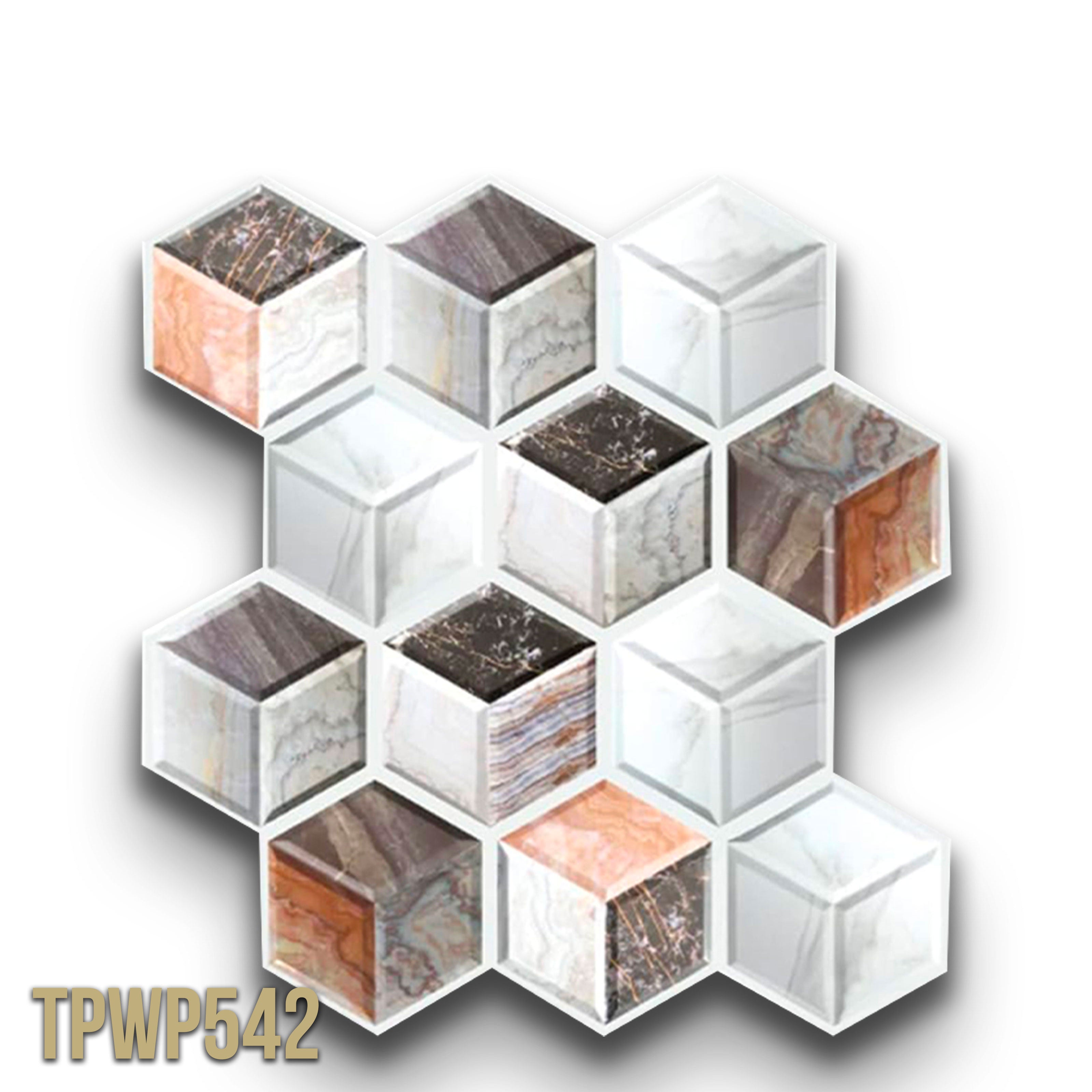 pacco da 4 Pannelli 3D Autoadesivi in PVC 30X30cm vari decori ultrarealistici ideali per bagni e cucine - Eternal Parquet