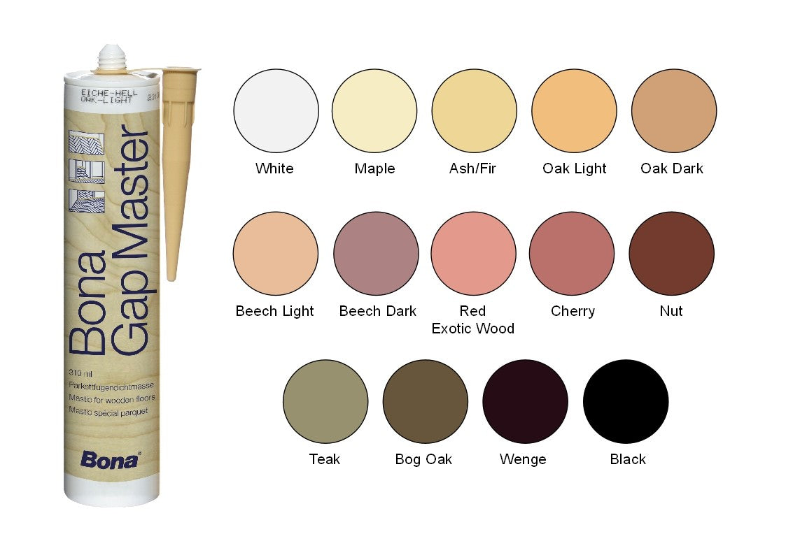 bona Gap Master stucco elastico nei colori dei vari legnami, per stuccare parquet battiscopa - Eternal Parquet