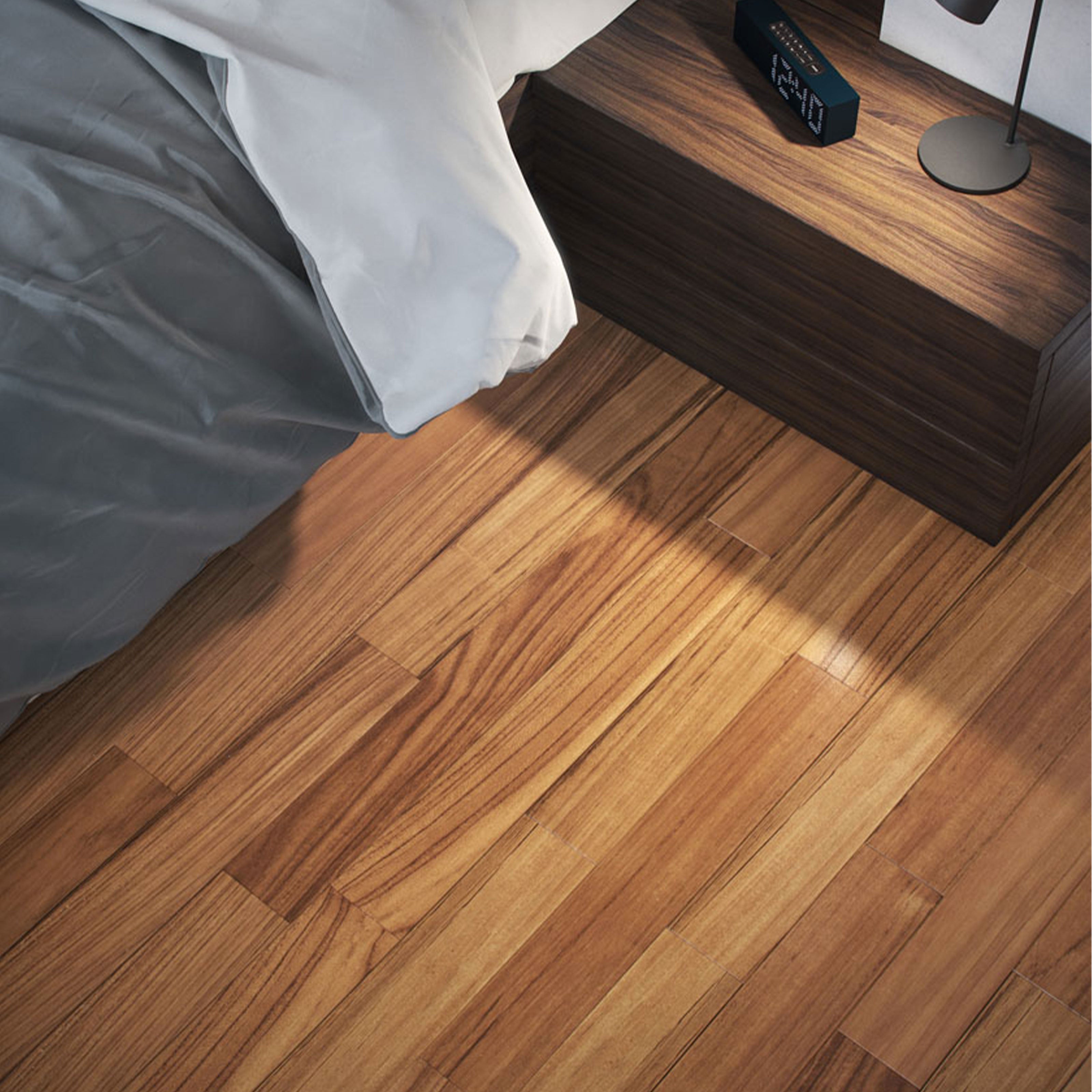 €64,90 Parquet prefinito in Teak Asia 10x70x490 (4mm nobile) semilucido non bisellato anche SPINA - Eternal Parquet