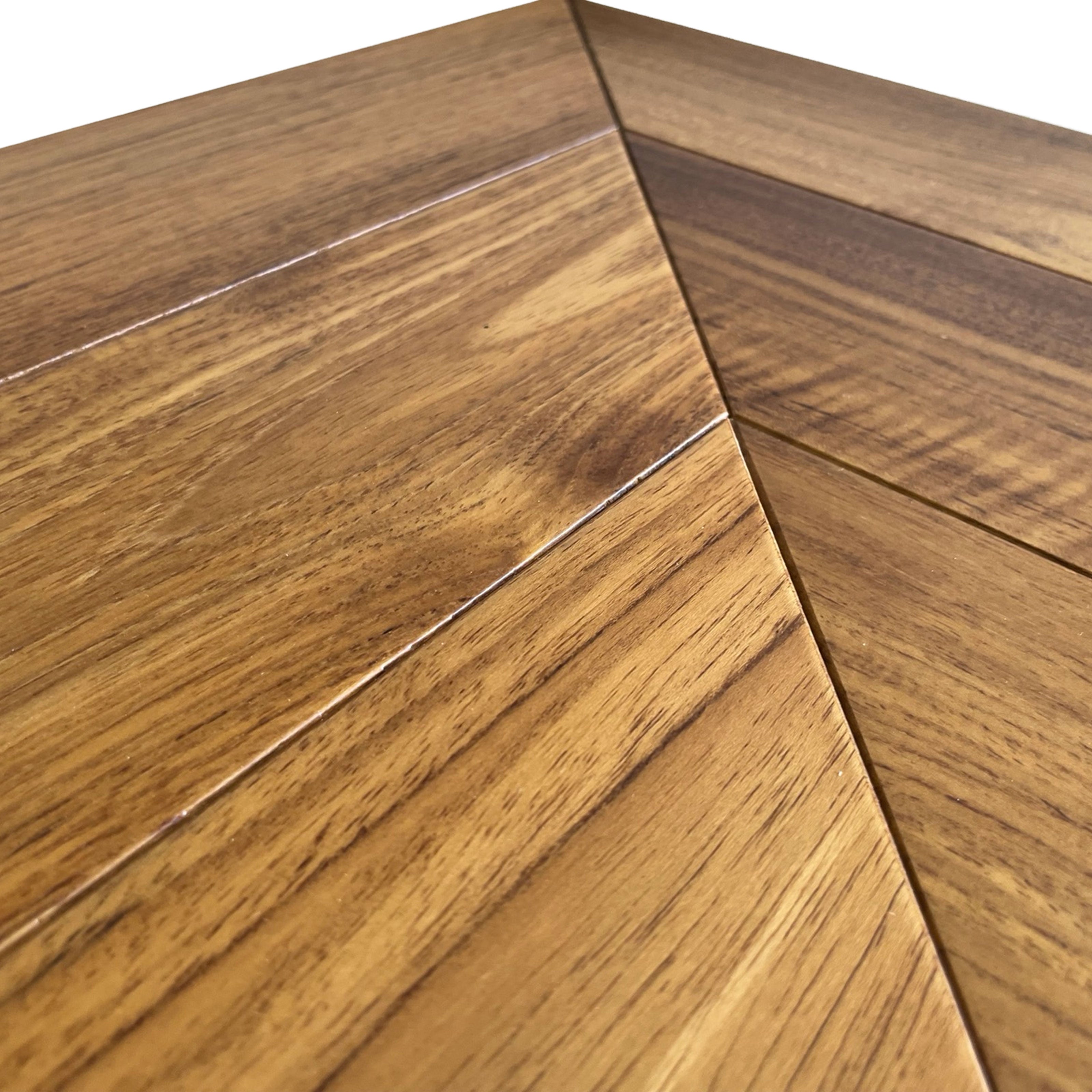 Parquet prefinito massiccio Teak Asia prima scelta Spina Francese (Chevron) vernice eco Satinata 10x90x510 - Eternal Parquet