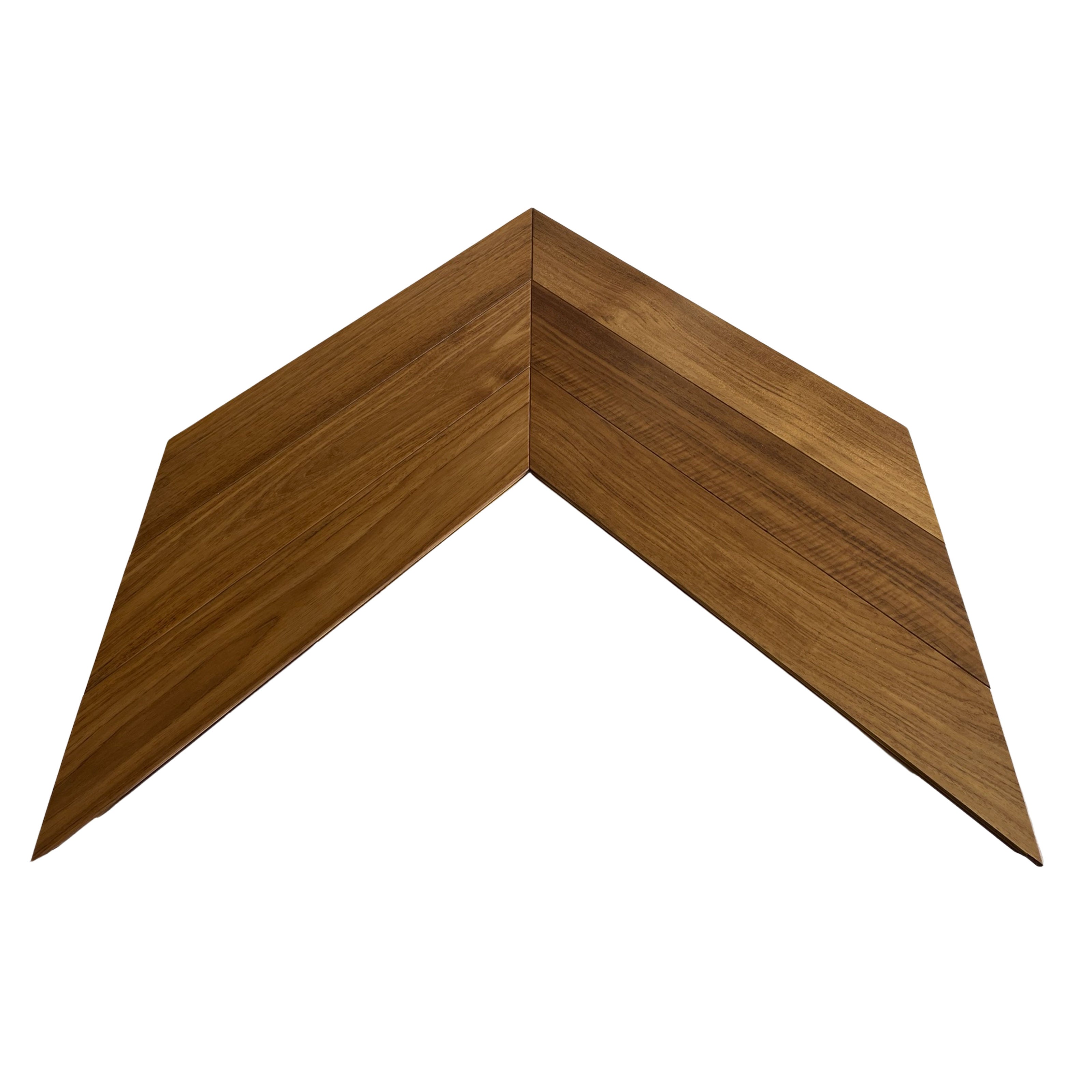 Parquet prefinito massiccio Teak Asia prima scelta Spina Francese (Chevron) vernice eco Satinata 10x90x510 - Eternal Parquet