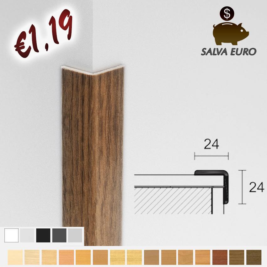 Profilo angolare Paraspigolo angolo esterno toro gradini PVC effetto legno 24x24 - Eternal Parquet