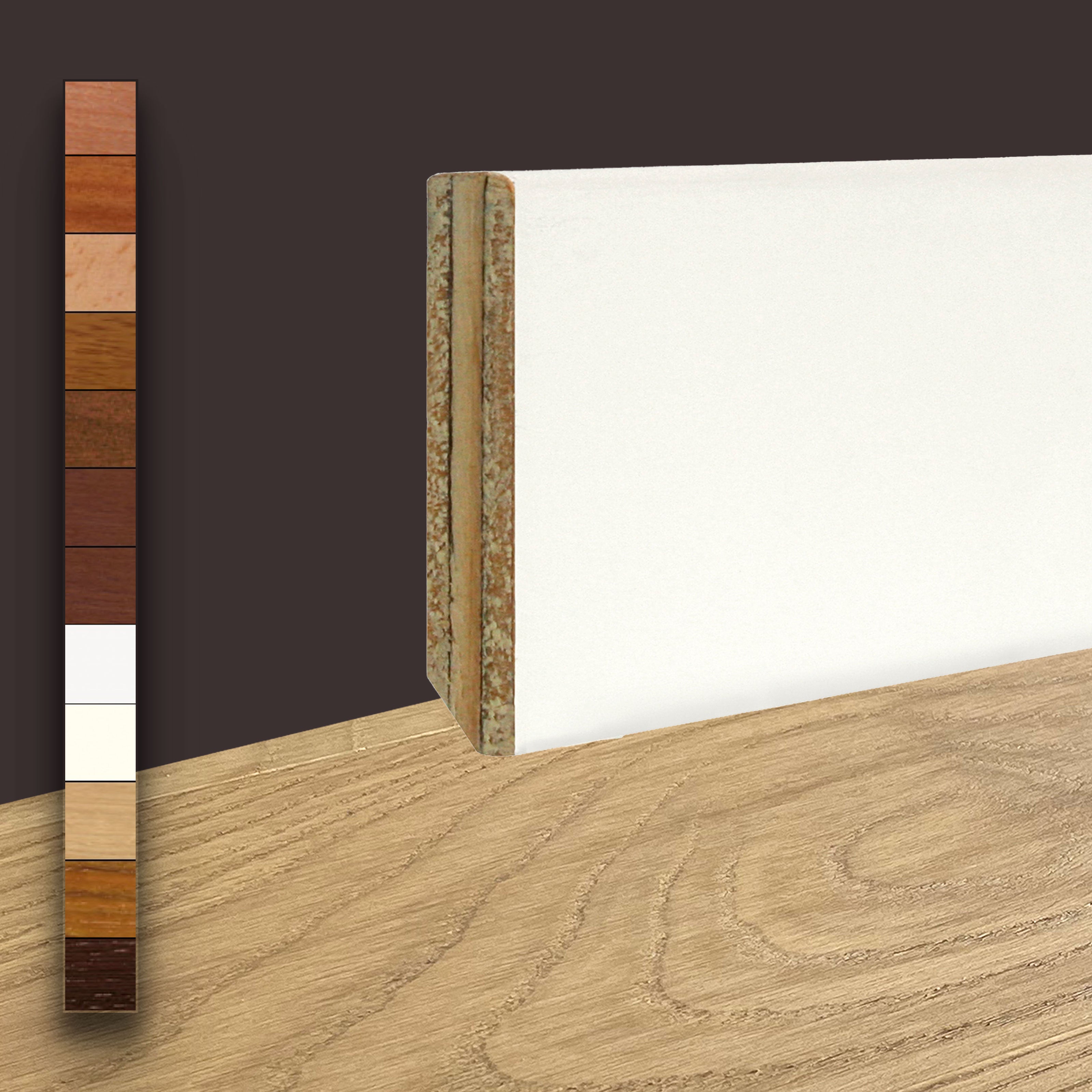 96ML Battiscopa in legno Impiallacciato Squadrato dritto 80x10-13mm tutte le essenze - Eternal Parquet