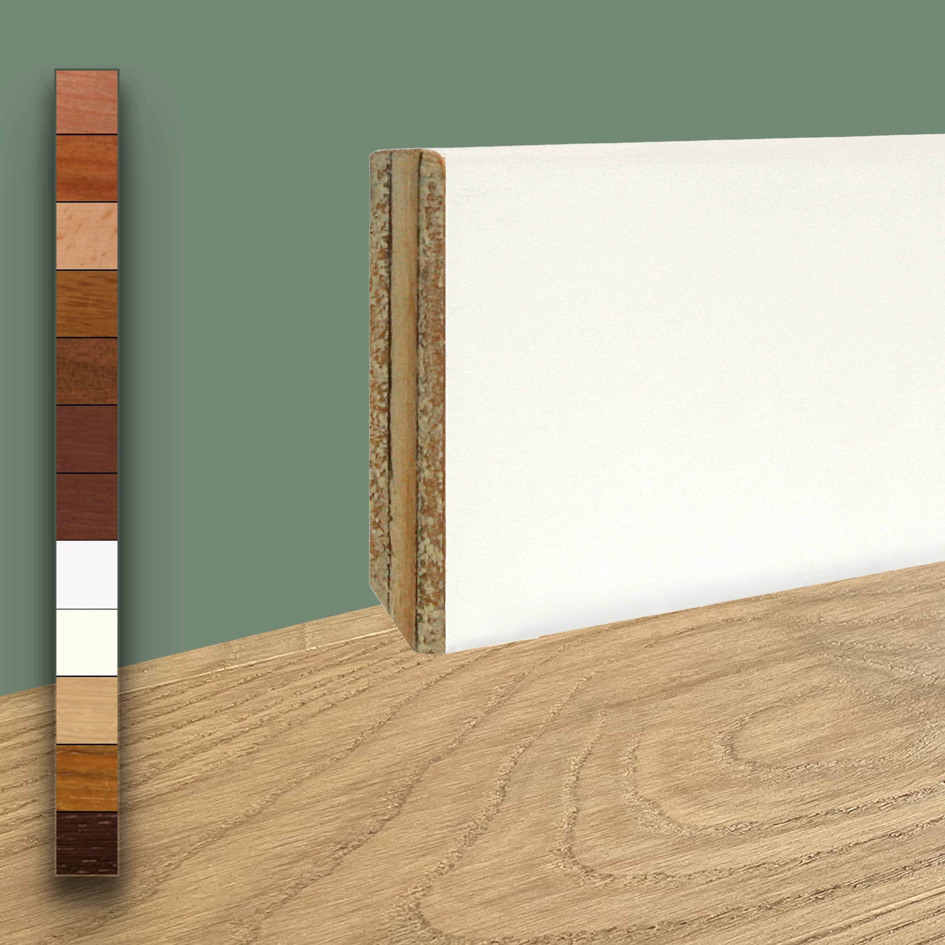 96ML Battiscopa in legno Impiallacciato Squadrato dritto 80x10-13mm tutte le essenze - Eternal Parquet