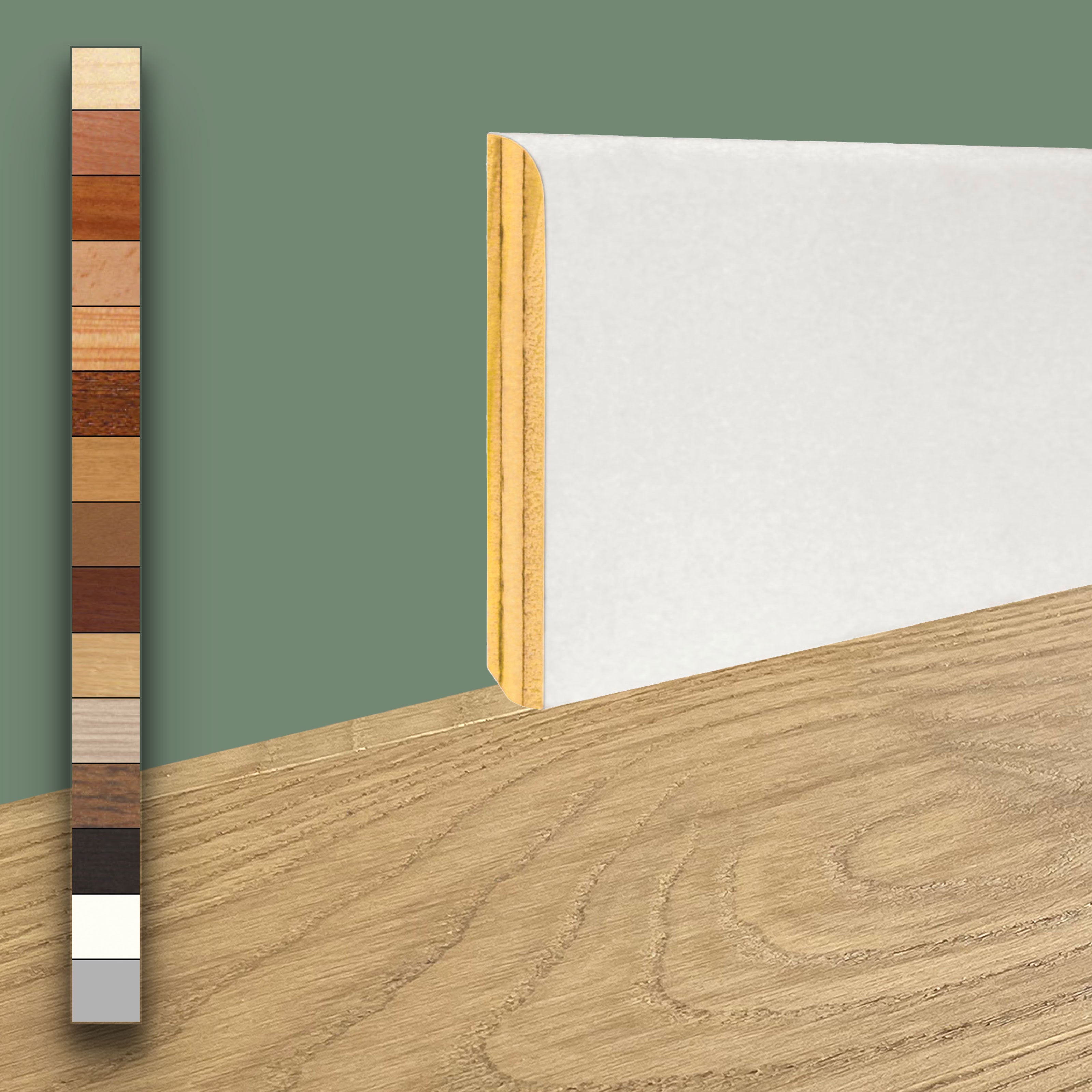 96ML Battiscopa BC in Legno Multistrato rivestito vari decori 70x10mm (incl. ral 9016 e alluminio) - Eternal Parquet