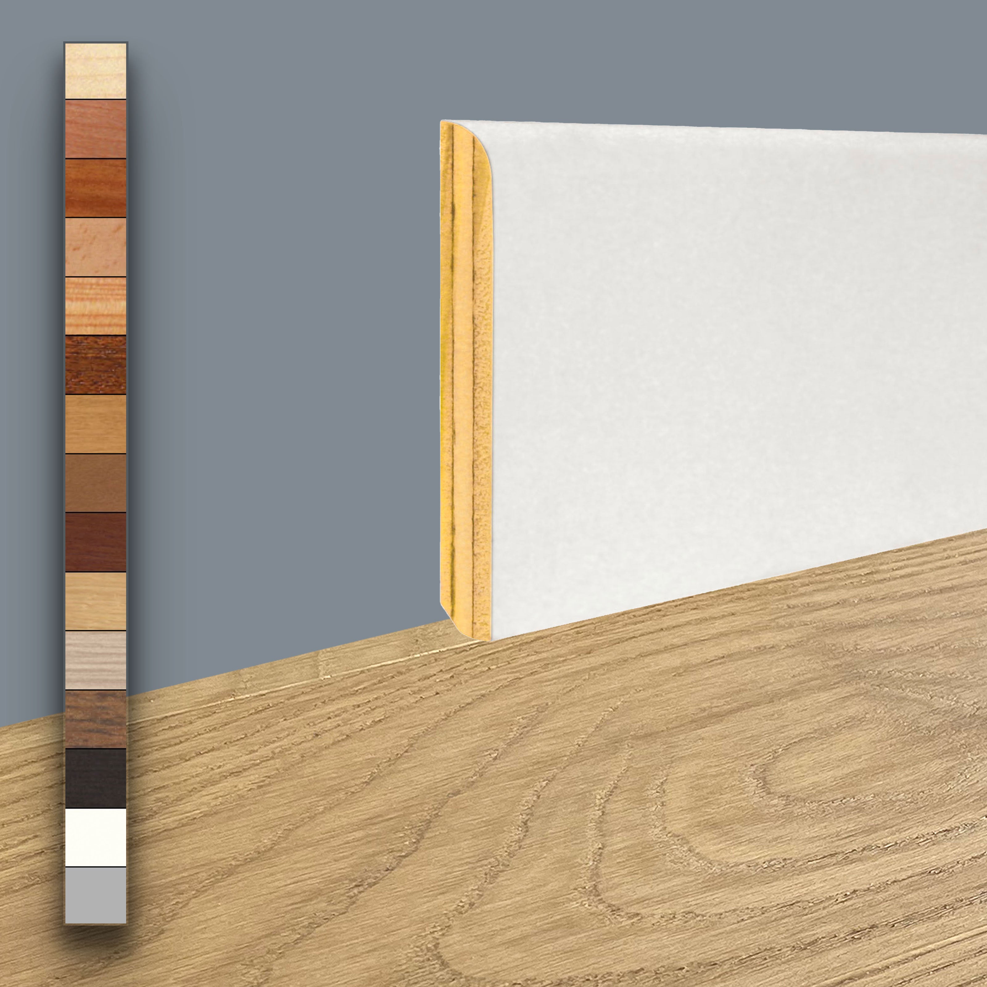 96ML Battiscopa BC in Legno Multistrato rivestito vari decori 70x10mm (incl. ral 9016 e alluminio) - Eternal Parquet