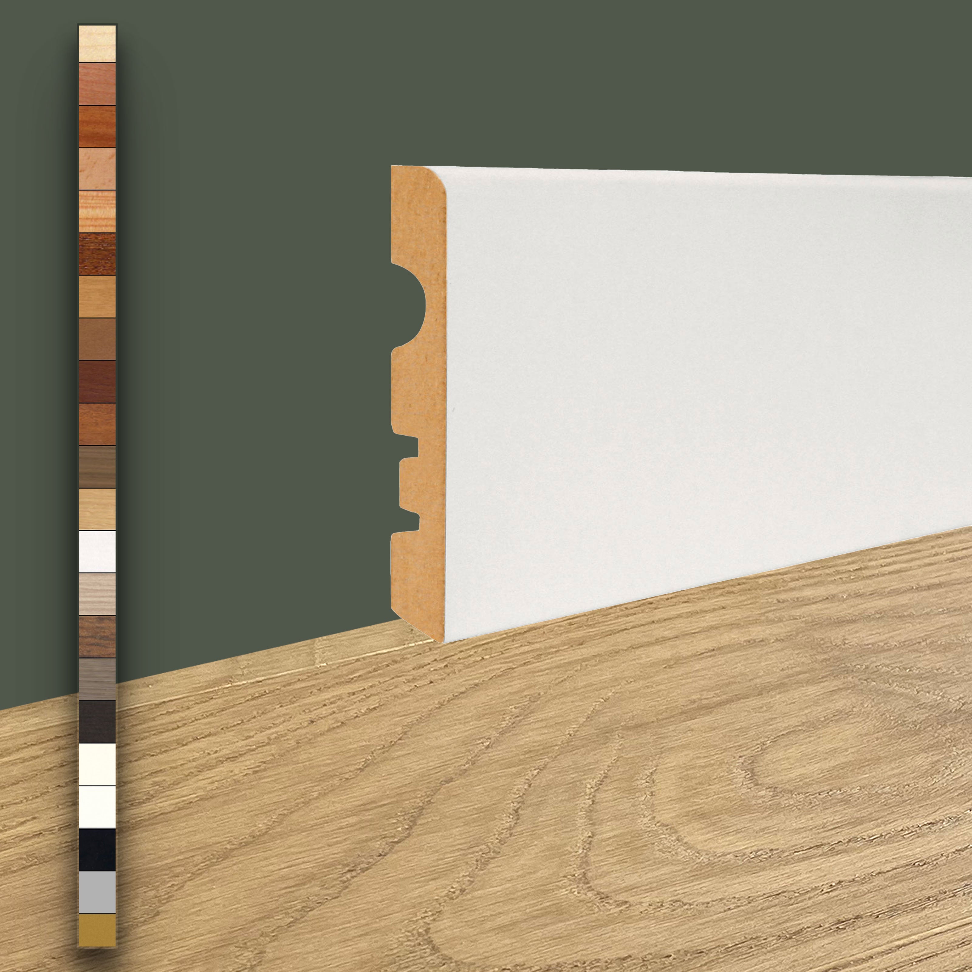 96ML Battiscopa MDF 70X10 Passacavo BC varie essenze incl. Bianchi RAL, ORO, ALLUMINIO - Eternal Parquet