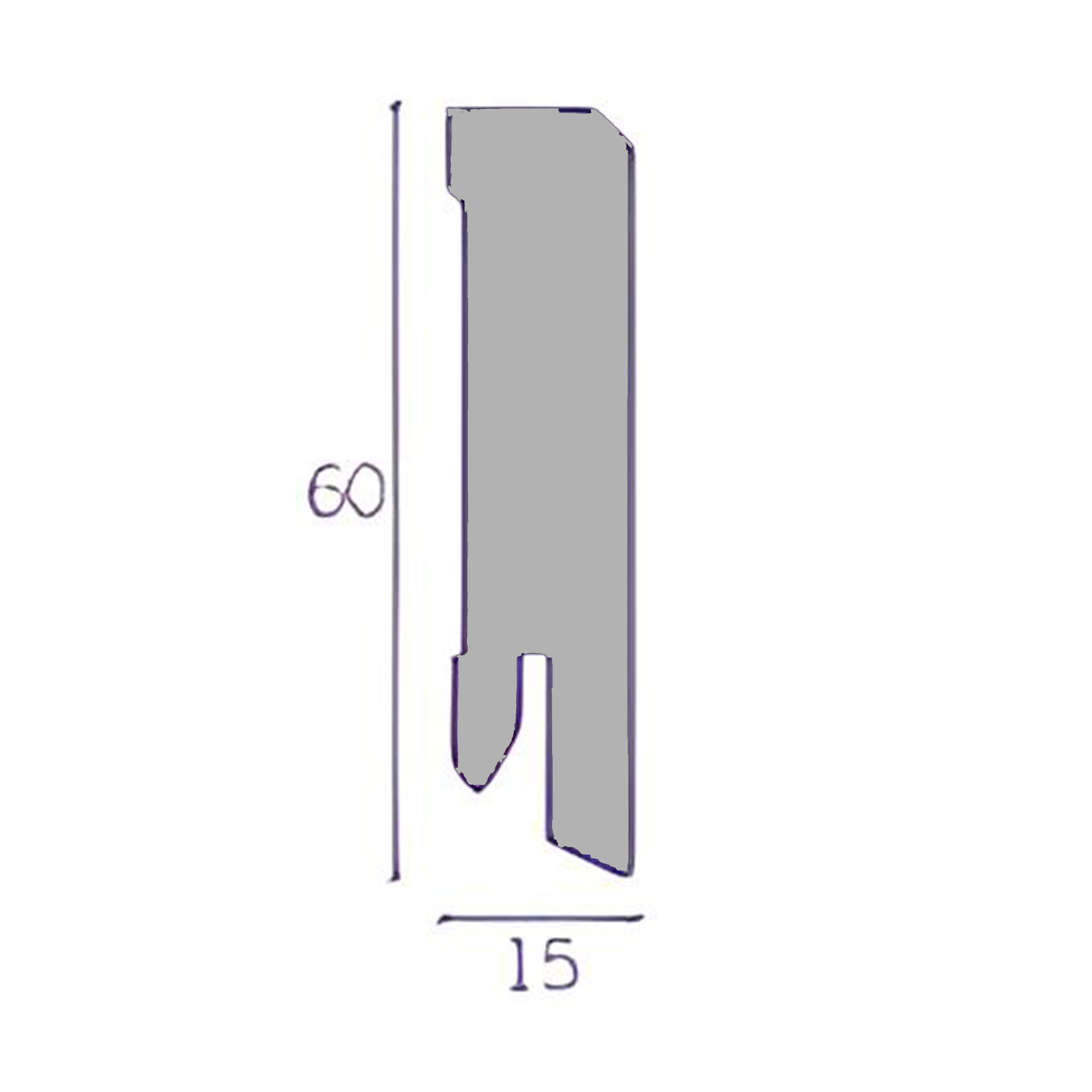 96ML Battiscopa Squadrato BASSO MDF 60X15 tutte le essenze incl. ral 9016, nero, argento - Eternal Parquet