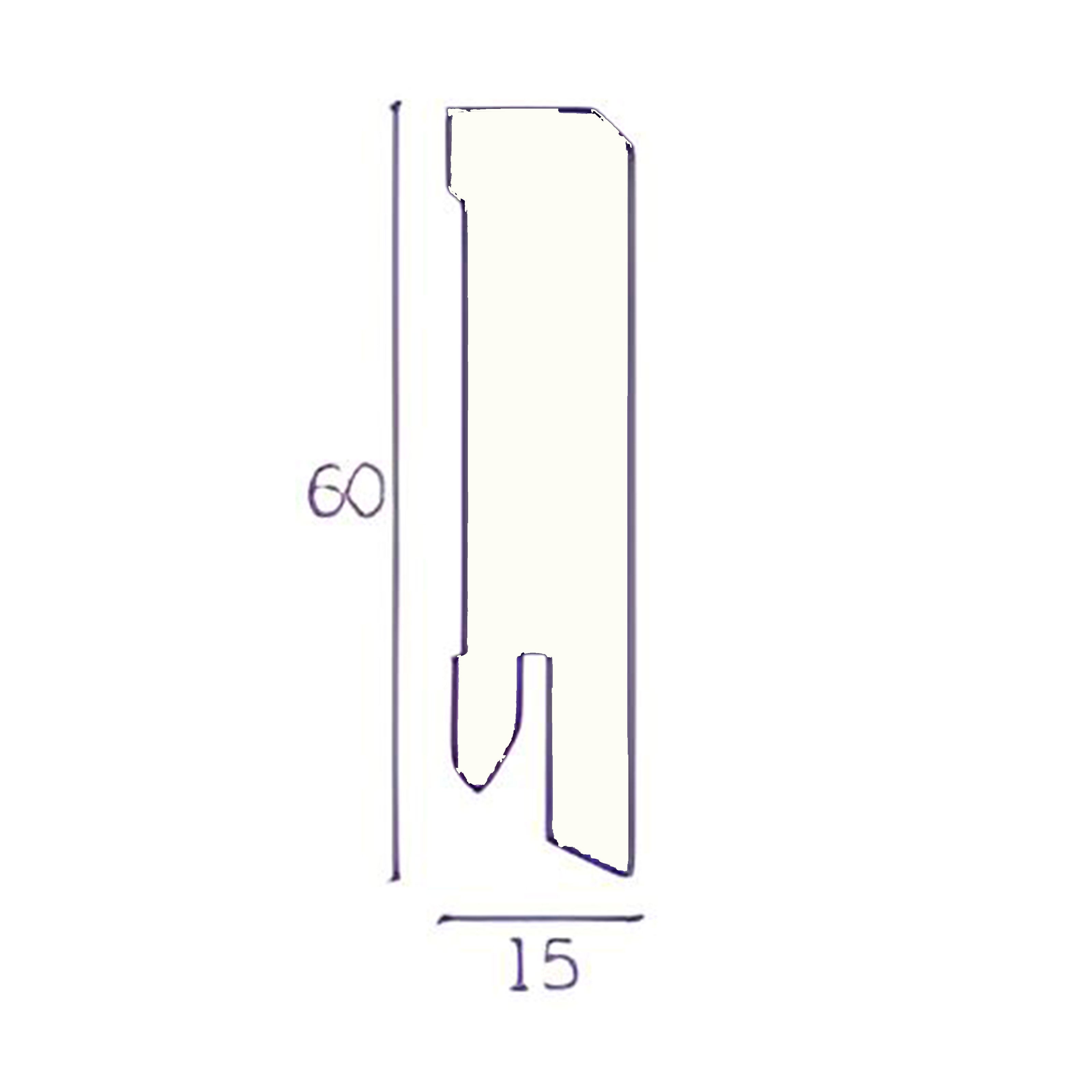 96ML Battiscopa Squadrato BASSO MDF 60X15 tutte le essenze incl. ral 9016, nero, argento - Eternal Parquet
