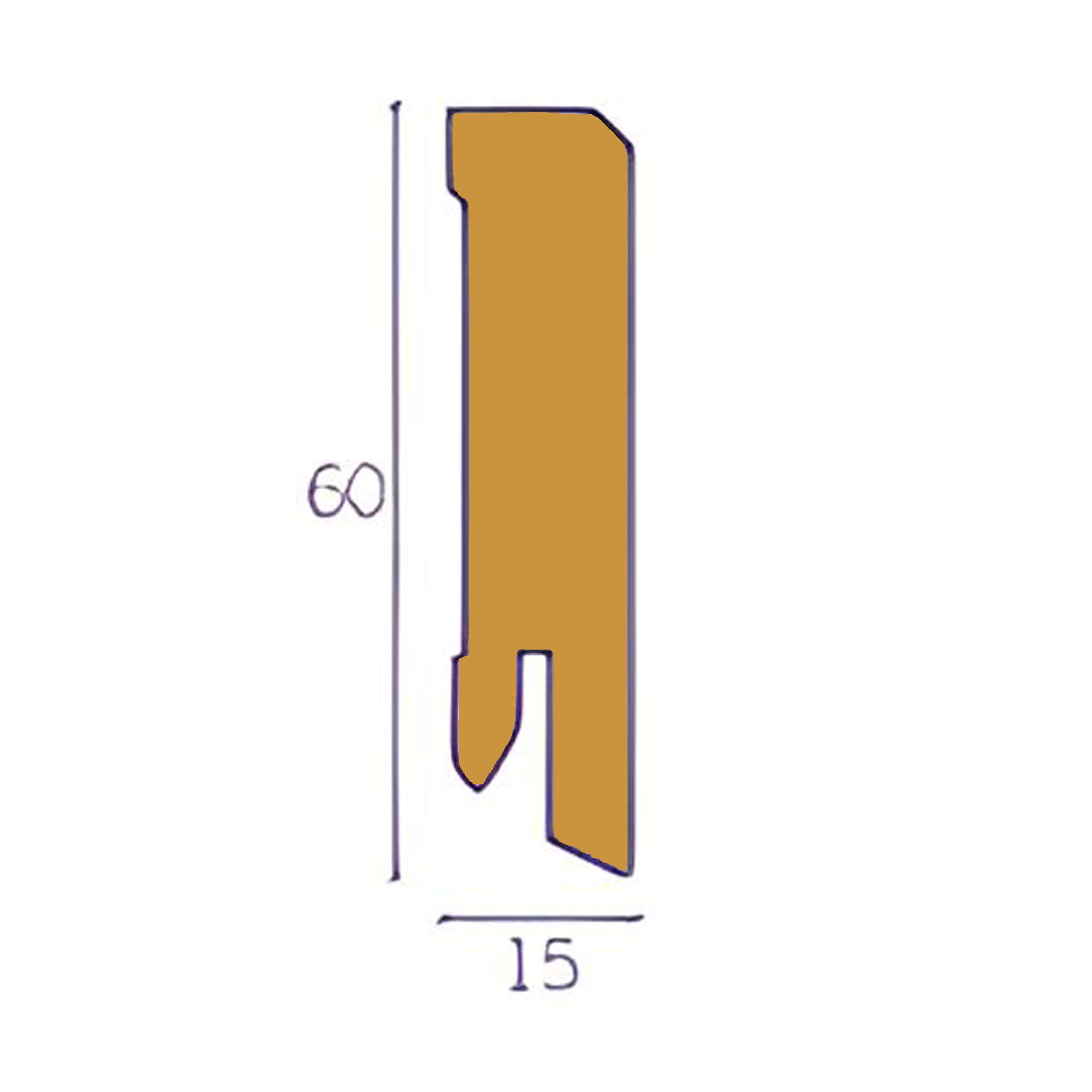 96ML Battiscopa Squadrato BASSO MDF 60X15 tutte le essenze incl. ral 9016, nero, argento - Eternal Parquet