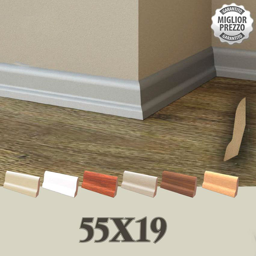 110ML Battiscopa Zoccolino Zoccolo ECONOMICO per LAMINATI 55X19 - Eternal Parquet