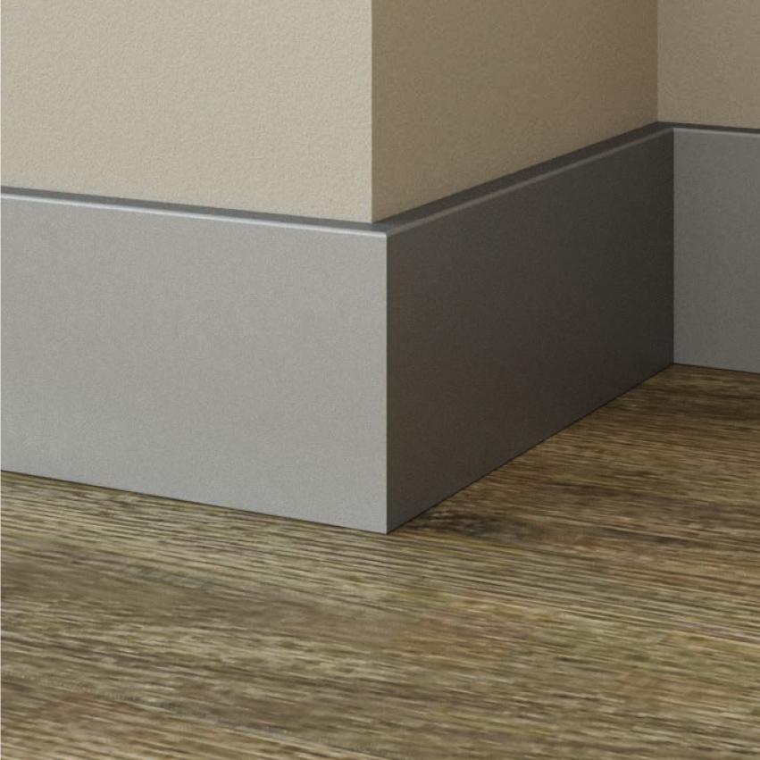 BATTISCOPA Economico Zoccolino Passacavo SQUADRATO Bianco e Alluminio 120X15 - Eternal Parquet