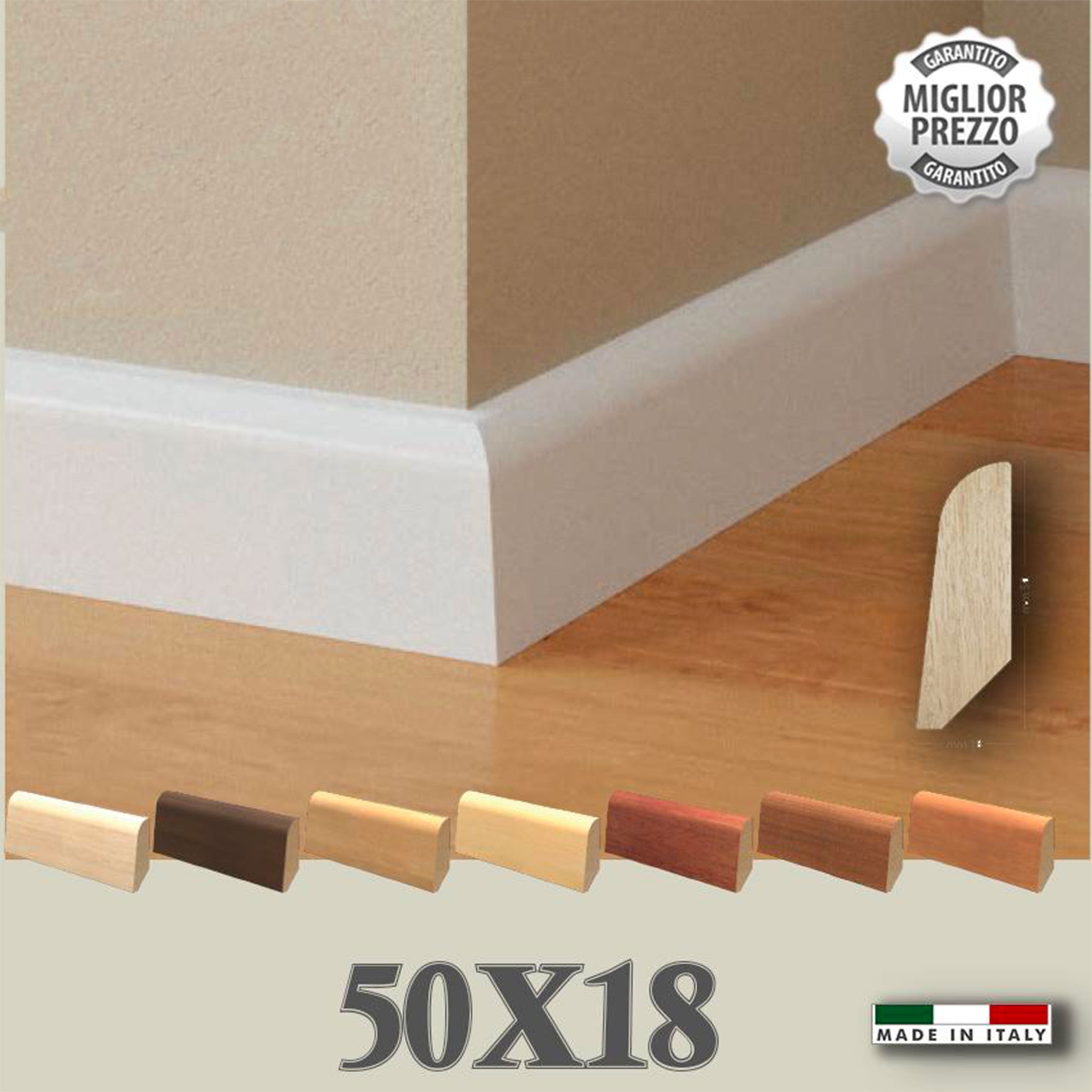 BATTISCOPA ZOCCOLINO in legno BASSO MASSELLO Inclinato 50X18 LACCATO (prezzo al metro lineare) - Eternal Parquet
