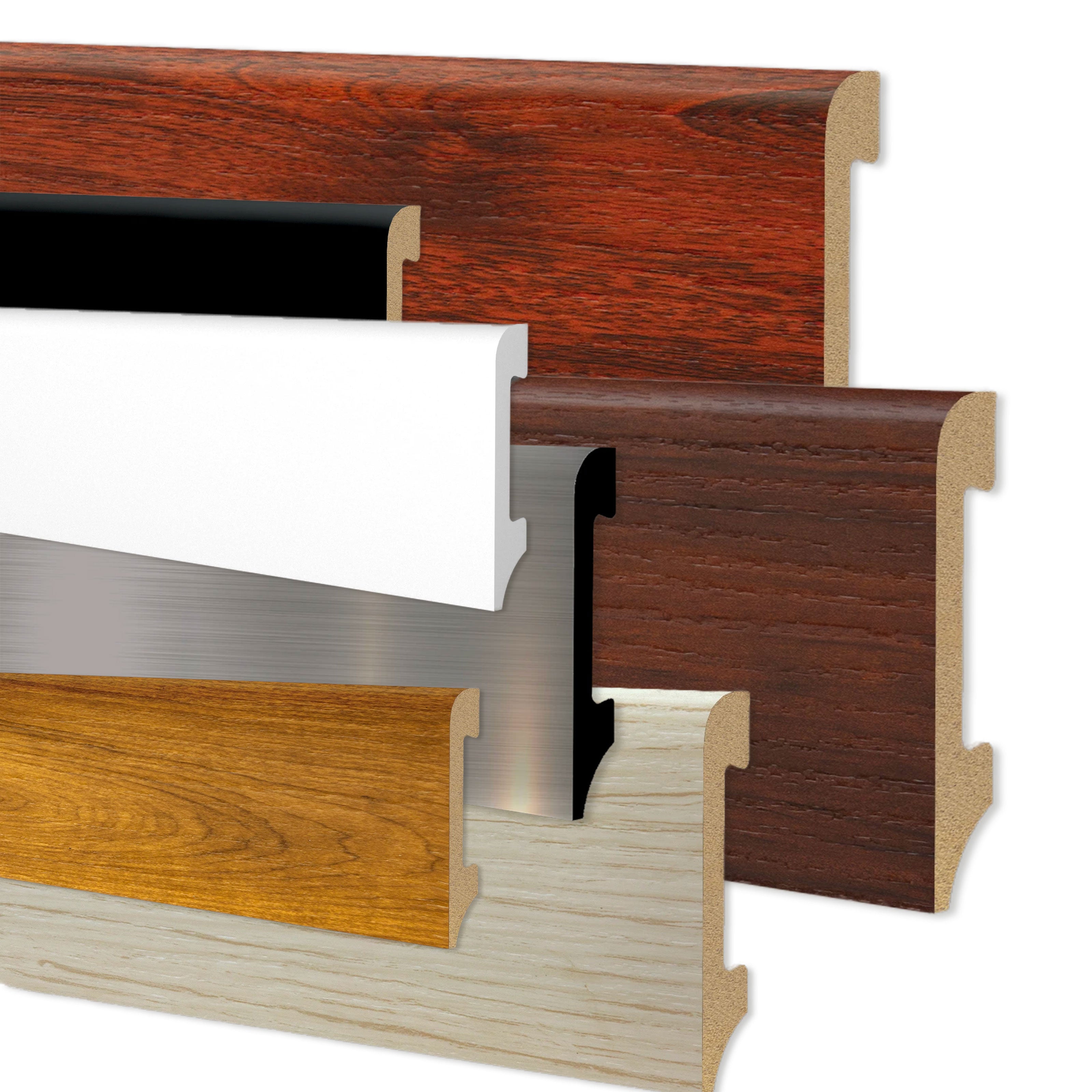 108ML di Battiscopa BC Spazzolato in POLIMERI EqualWood HI-TEC 75x14mm Nero, Bianco, Alluminio ecc. - Eternal Parquet