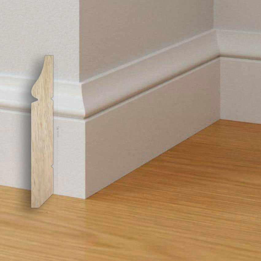 96ML BATTISCOPA in legno MASSICCIO/MASSELLO MOLTO ALTO 95X14 Bianco - Eternal Parquet