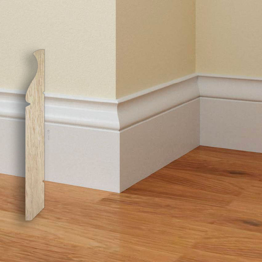 96ML BATTISCOPA in legno MASSICCIO/MASSELLO VICENTINO 130X15 Laccato bianco - Eternal Parquet