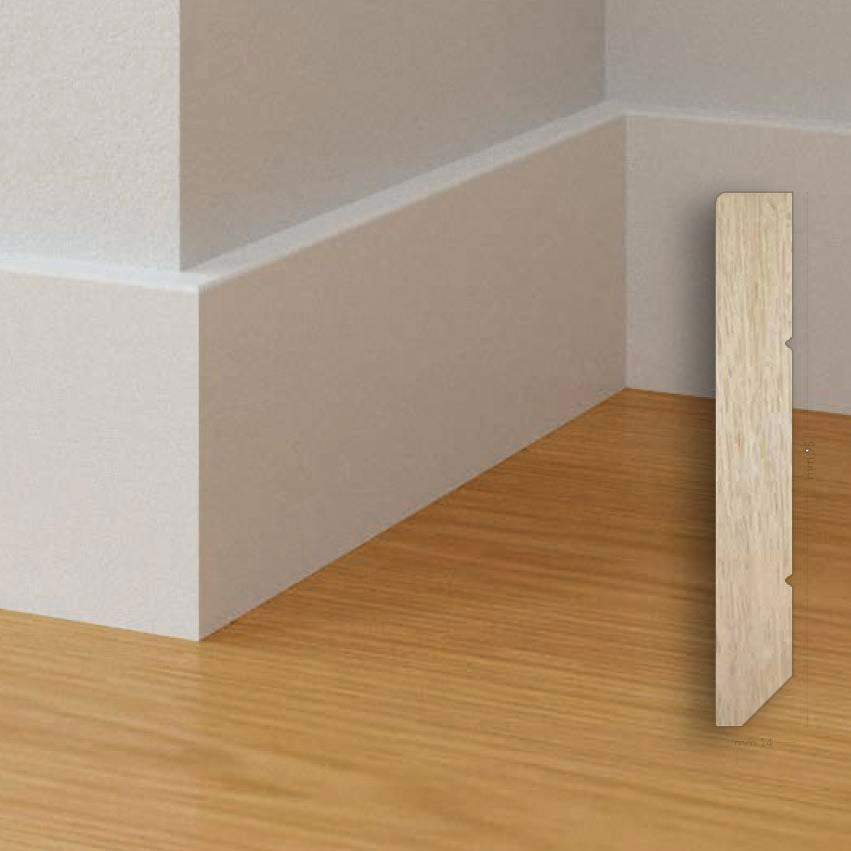 96ML BATTISCOPA legno MASSELLO MODERNO TAGLIO QUADRO 95X14 Laccato Bianco - Eternal Parquet