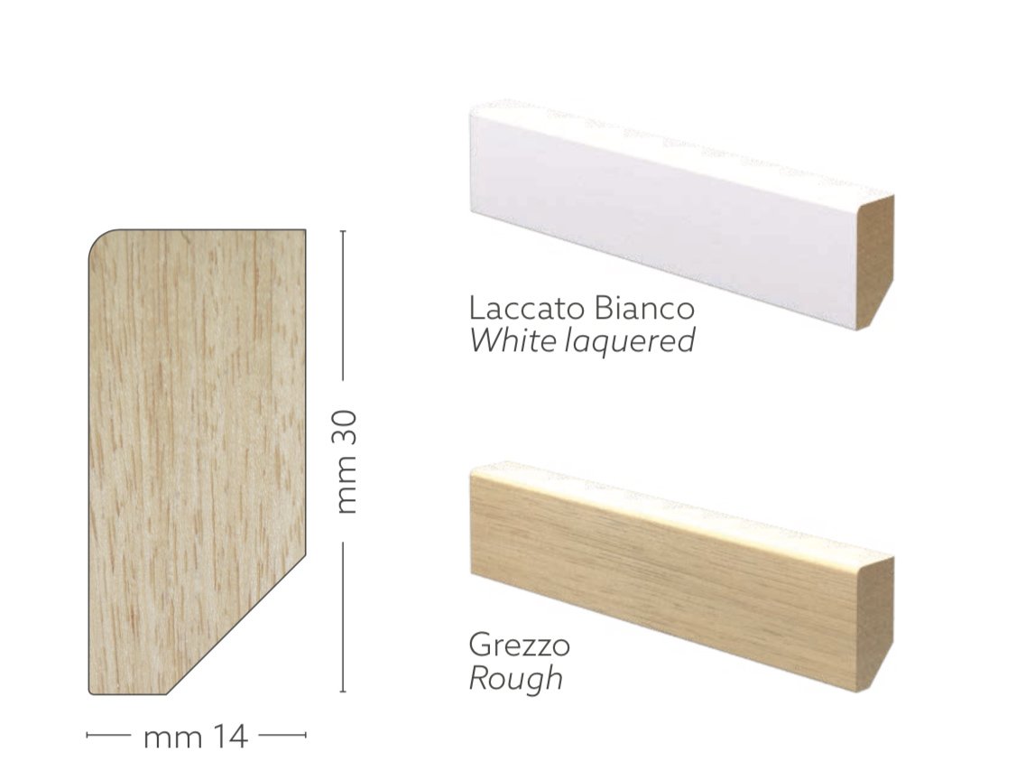 100ML Battiscopa Zoccolino in LEGNO MASSELLO Moderno squadrato 30X14 - Eternal Parquet