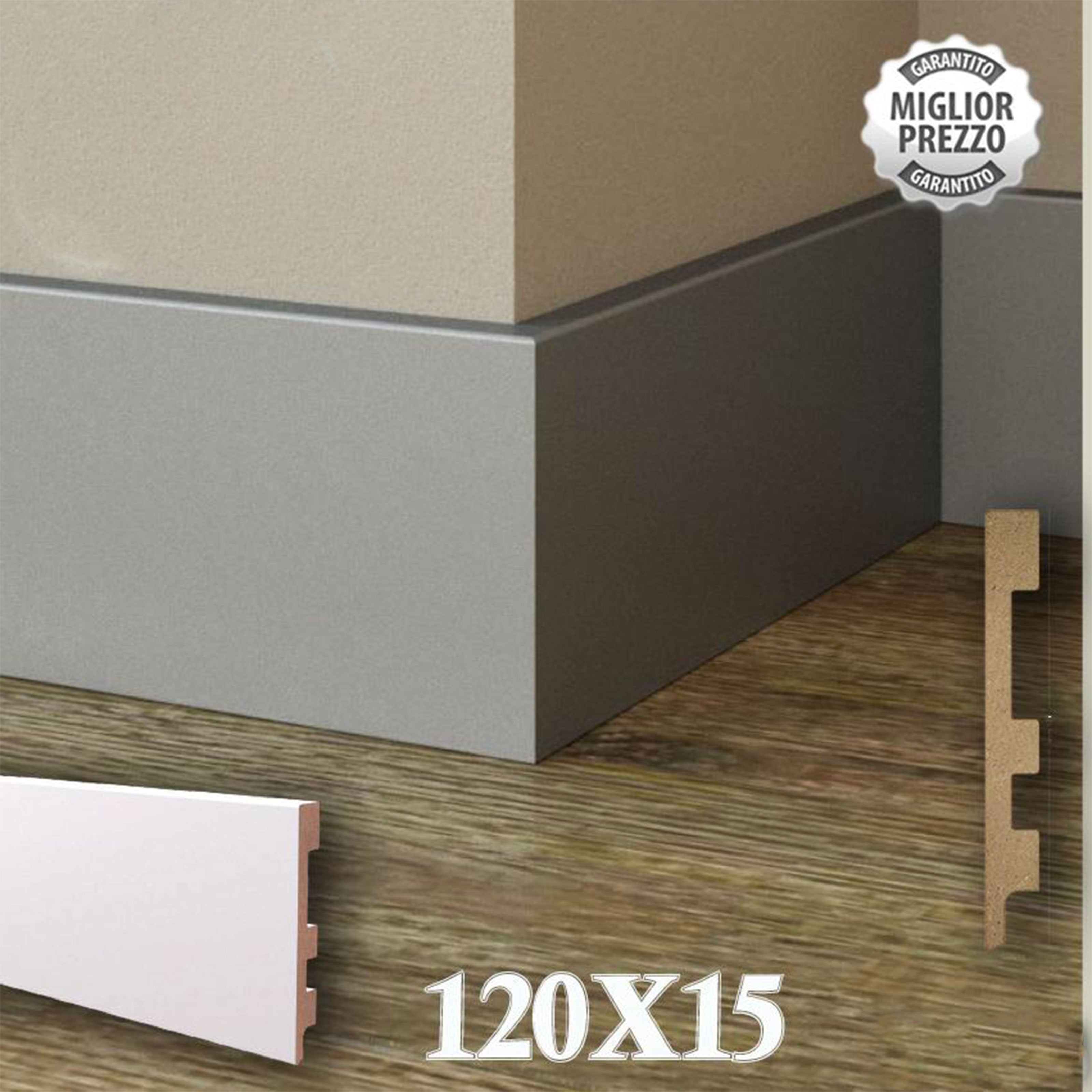 98ML BATTISCOPA Zoccolino Passacavo SQUADRATO 120X15 alluminio o bianco - Eternal Parquet