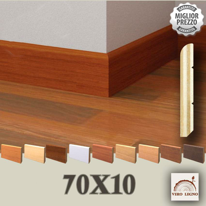100ML BATTISCOPA ZOCCOLINO impiallacciato Becco di Civetta 70X10 varie essenze - Eternal Parquet