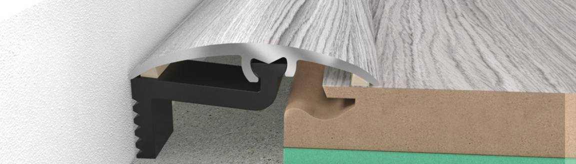 Profilo in Alluminio per parquet e laminati in 34 decori posa 2in1 da 93cm 3in1 (di compensazione o dilatazione , a scendere, di chiusura) (biadesivo e tasselli) - Eternal Parquet