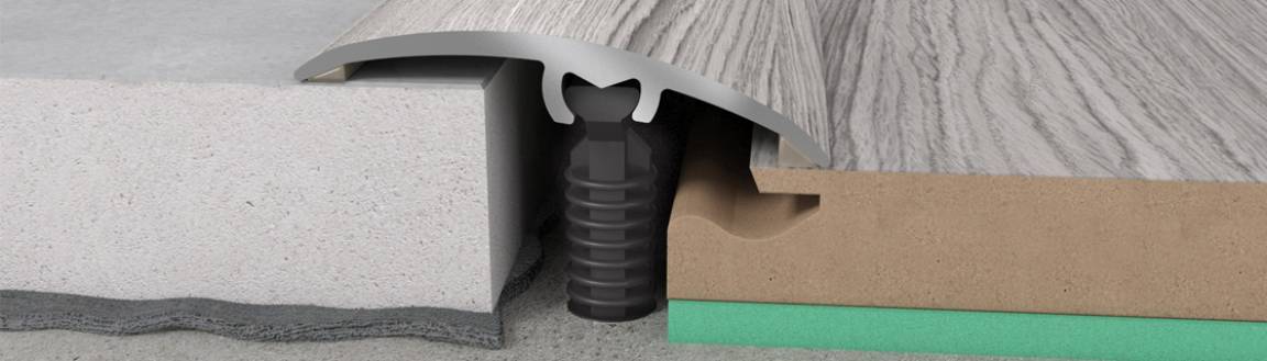 Profilo in Alluminio per parquet e laminati in 34 decori posa 2in1 da 93cm 3in1 (di compensazione o dilatazione , a scendere, di chiusura) (biadesivo e tasselli) - Eternal Parquet