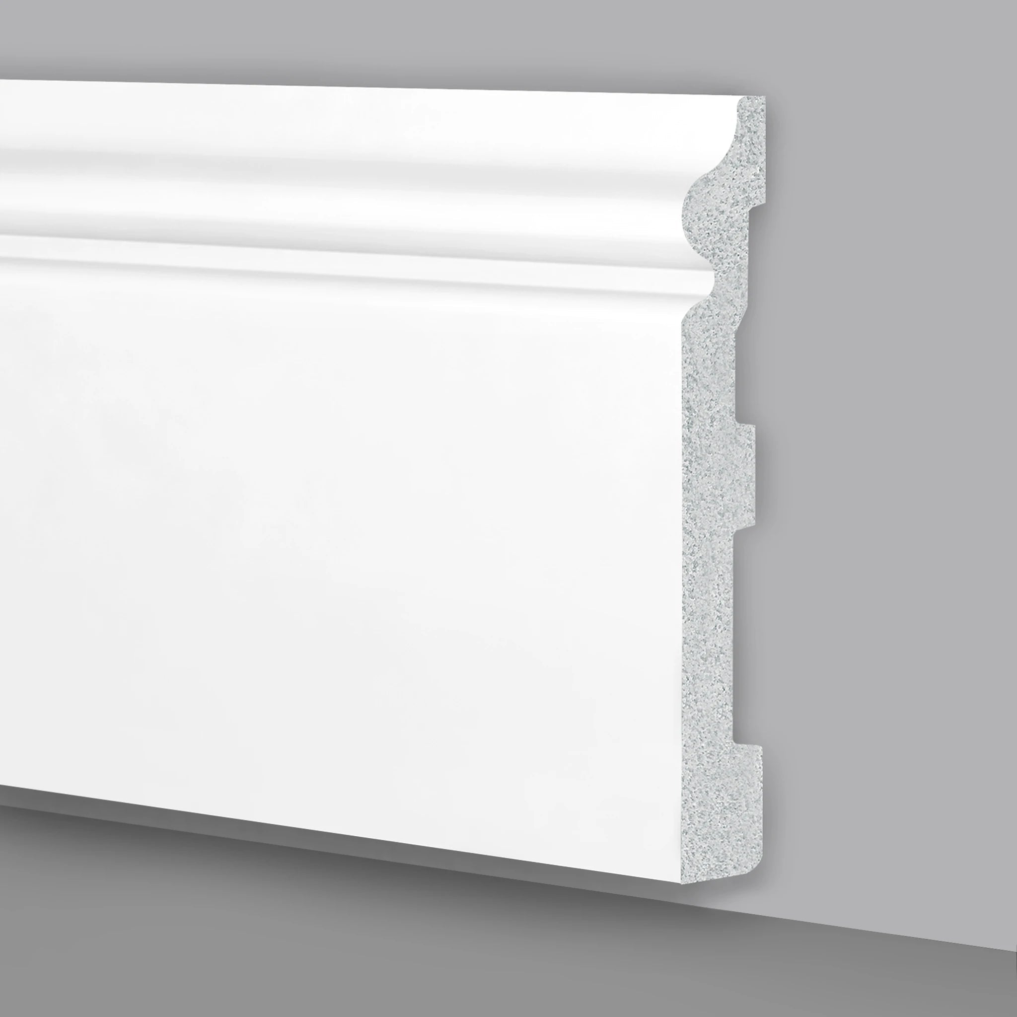 100ml bancale di Battiscopa Zoccolino BIANCO mod. ETNICO 150x18x2000mm in POLIMERI - Polistrutturato - Eternal Parquet