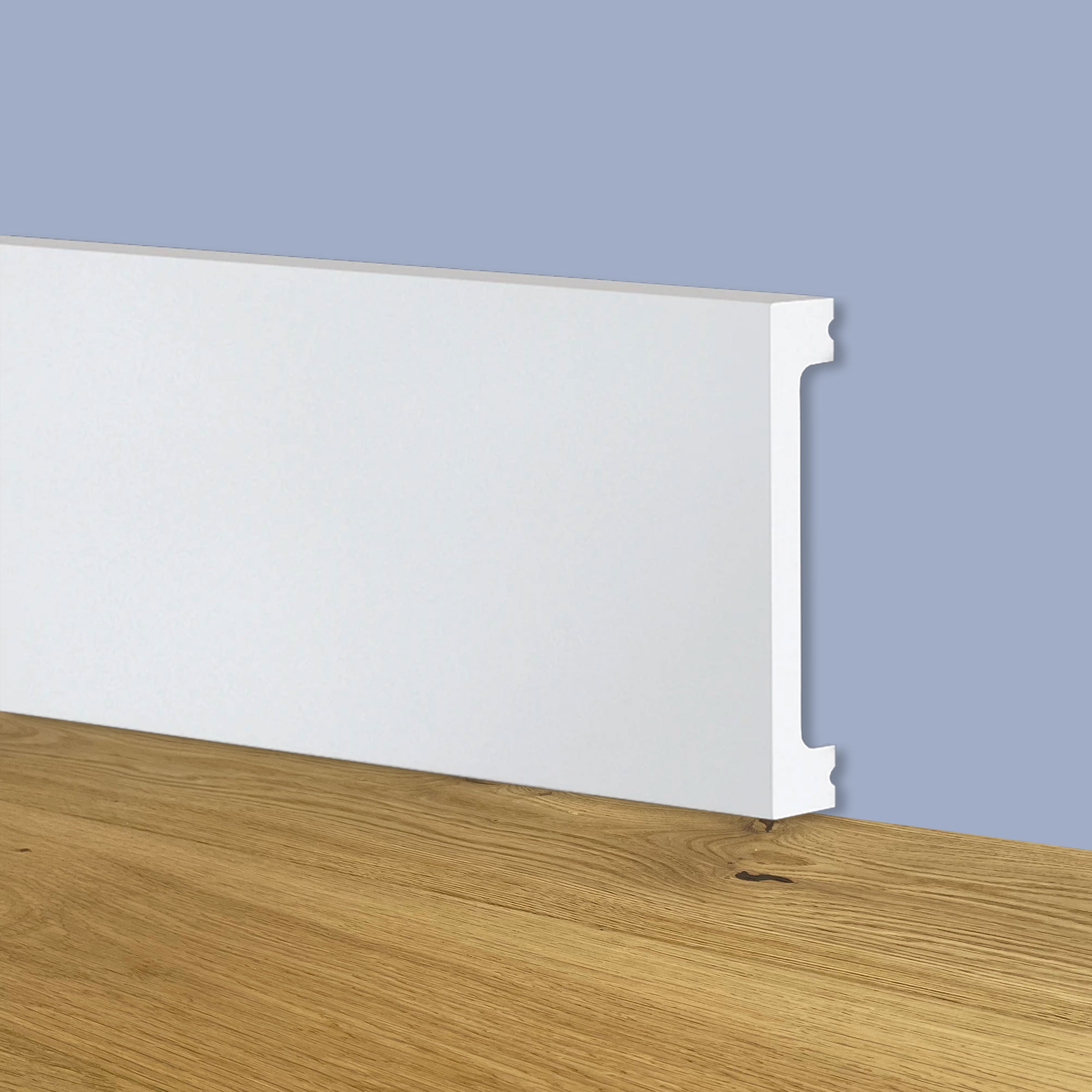 116ml bancale di Battiscopa SQUADRATO BIANCO Passacavo 75x13x2000mm in POLIMERI - Eternal Parquet