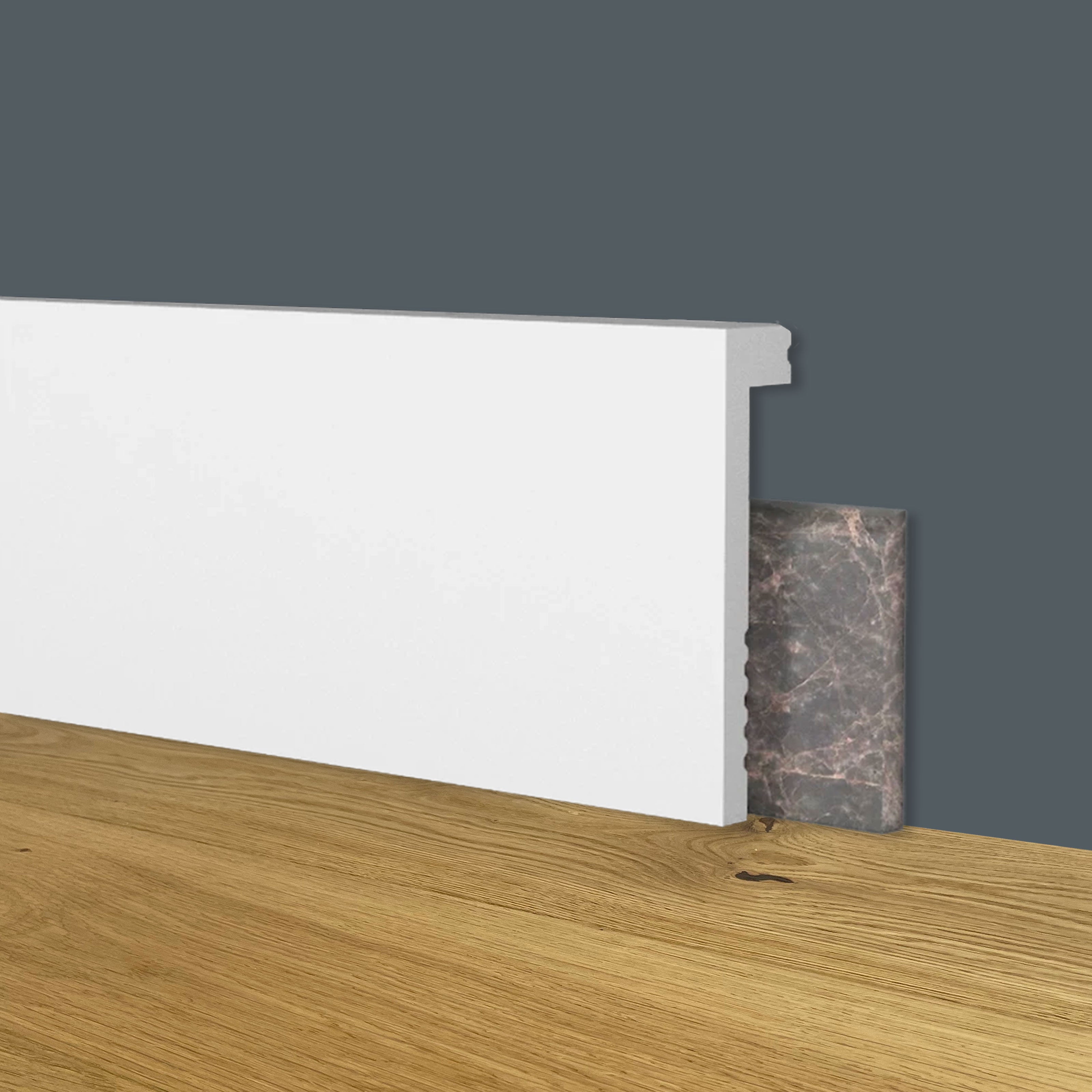 84ml bancale di Battiscopa coprimarmo copribattiscopa BIANCO 100x22x2000mm in POLIMERI - Eternal Parquet