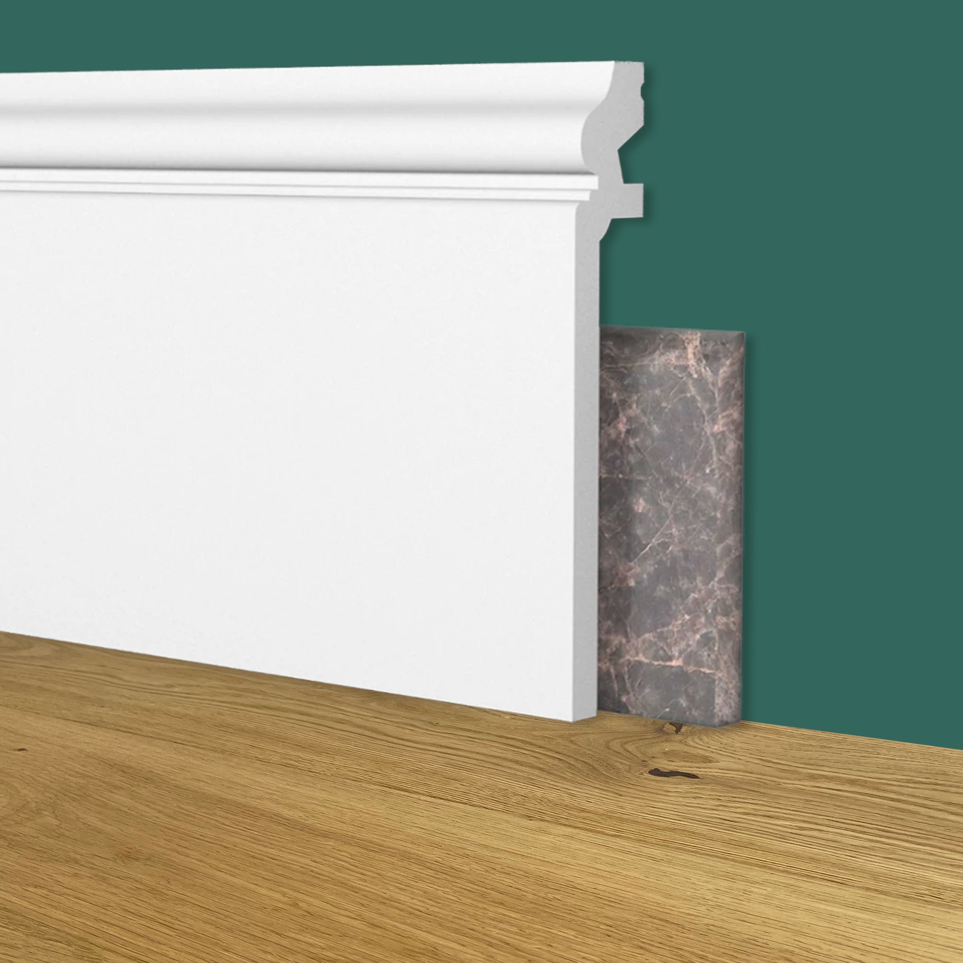 84ml bancale di Battiscopa coprimarmo DUCALE Alto BIANCO 138x22x2000mm in POLIMERI - Polistrutturato - Eternal Parquet