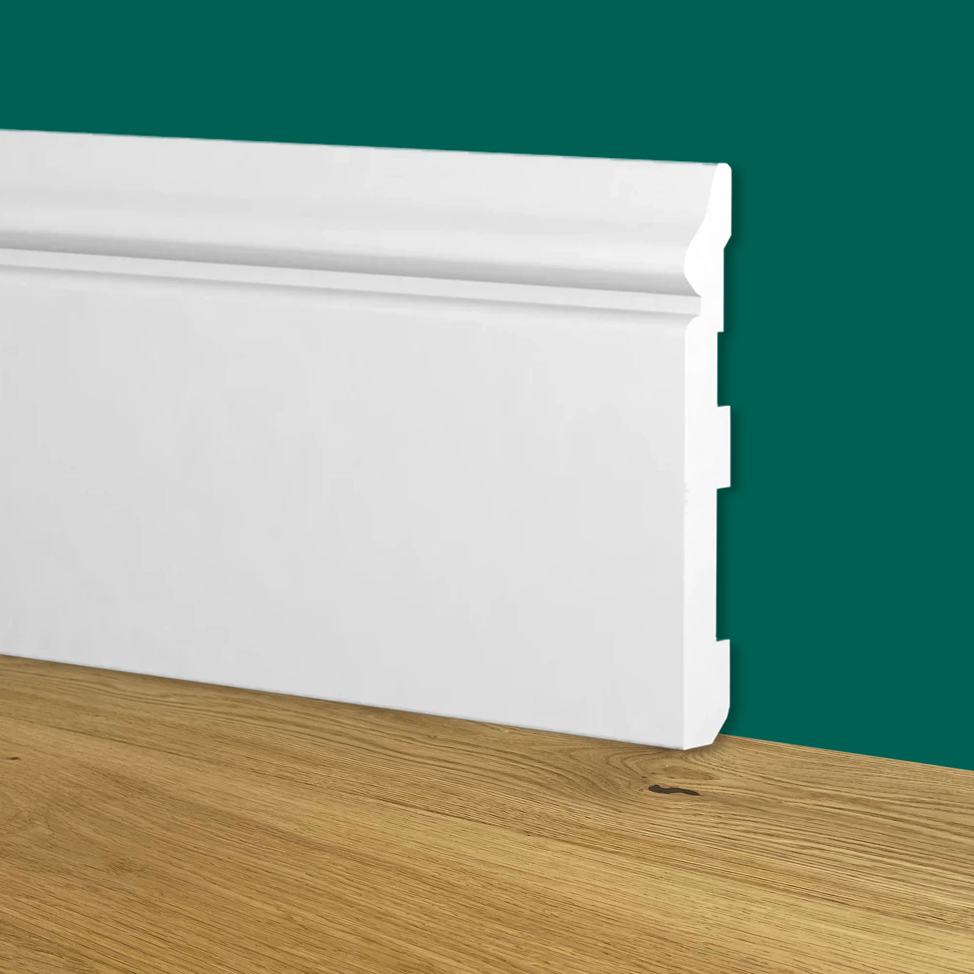 84ML di Battiscopa Zoccolino BIANCO mod. ETNICO 120x16x2000mm in POLIMERI - Polistrutturato - Eternal Parquet