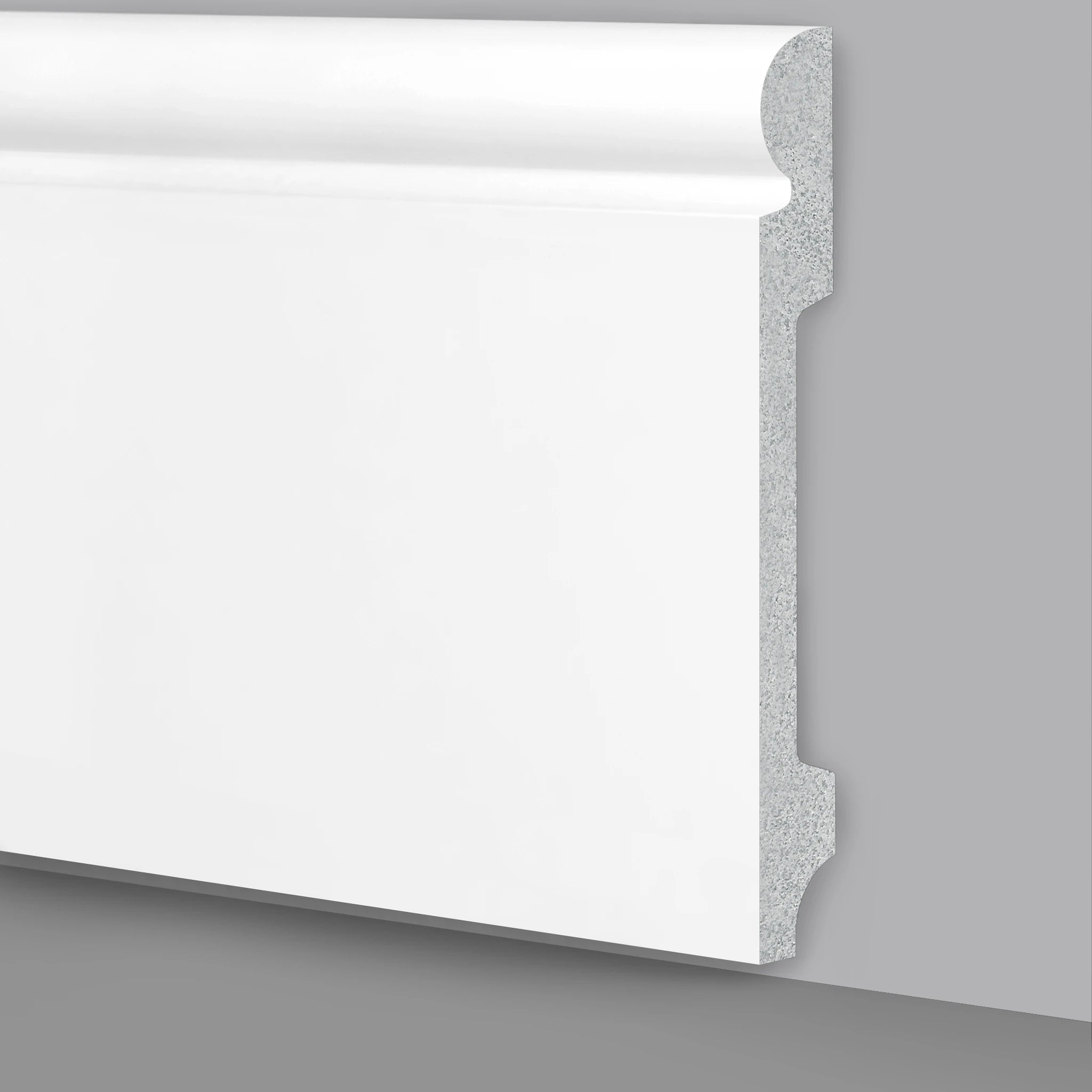 88ml bancale di Battiscopa Zoccolino BIANCO mod. OLANDESE 145x18x2000mm in POLIMERI - Polistrutturato - Eternal Parquet