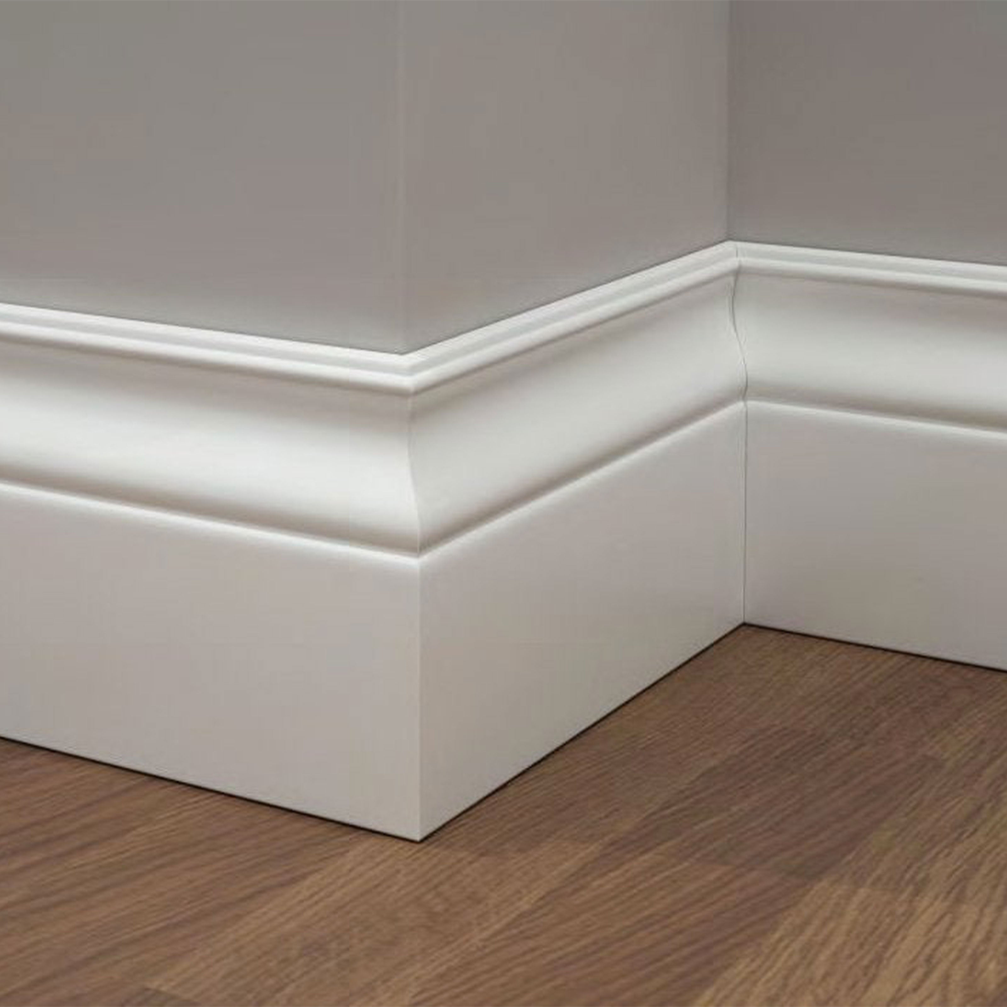 96 METRI LINEARI BATTISCOPA legno MASSELLO LUIGI XIV 120X13 Laccato Bianco - Eternal Parquet