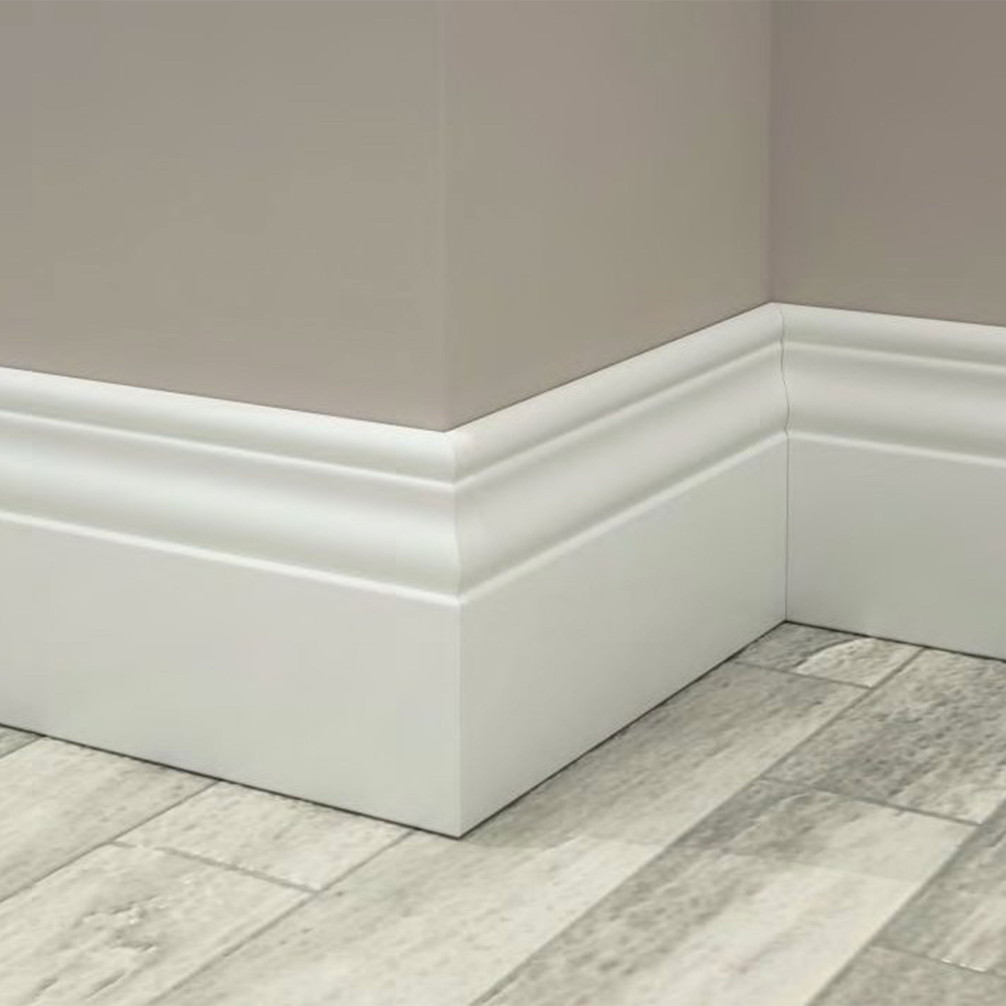 96ML di BATTISCOPA laccato bianco in legno ZOCCOLINO MASSELLO DUCALE 100X13 - Eternal Parquet