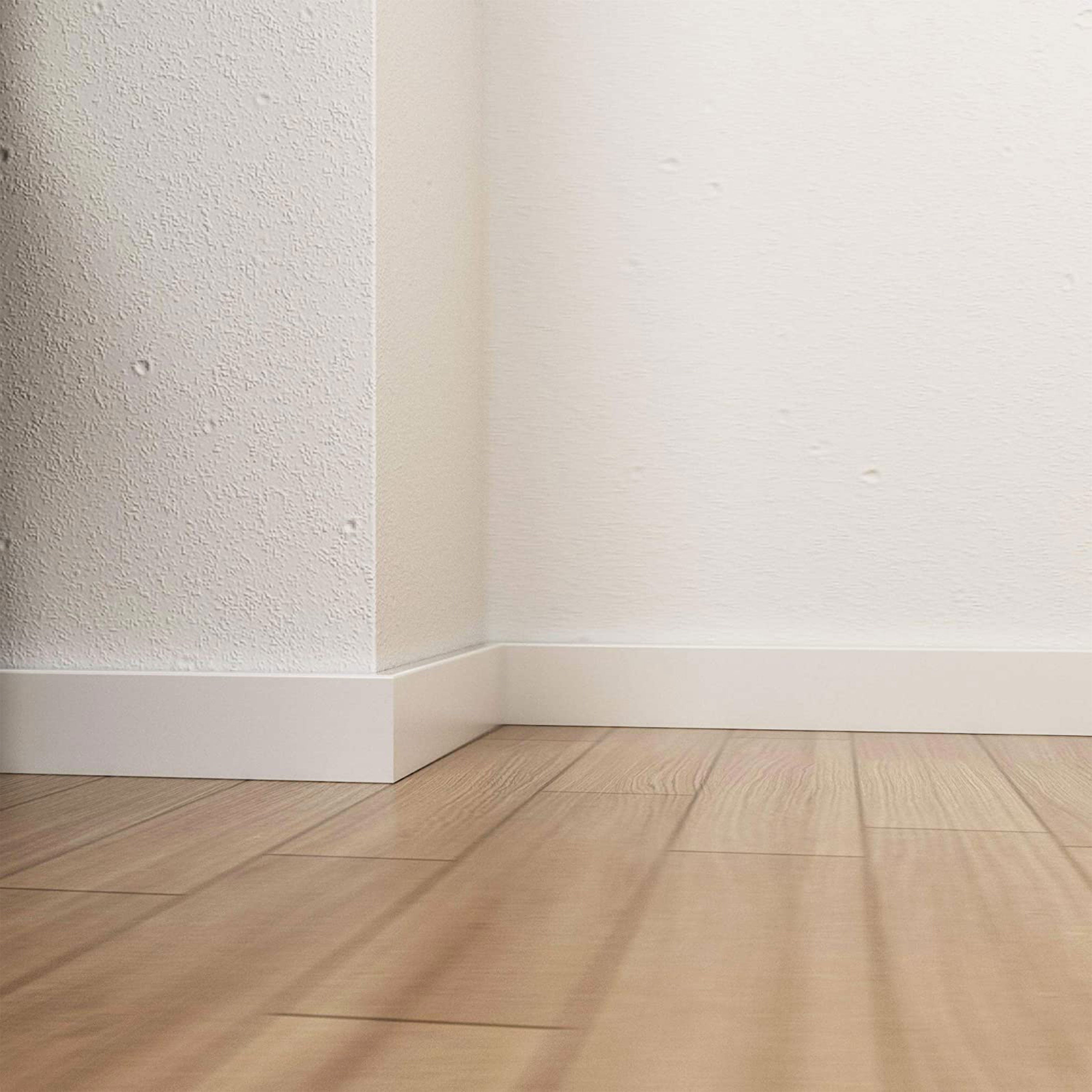 96ML di BATTISCOPA Squadrato laccato bianco in legno MASSELLO Massiccio 70X10 Eternal Parquet