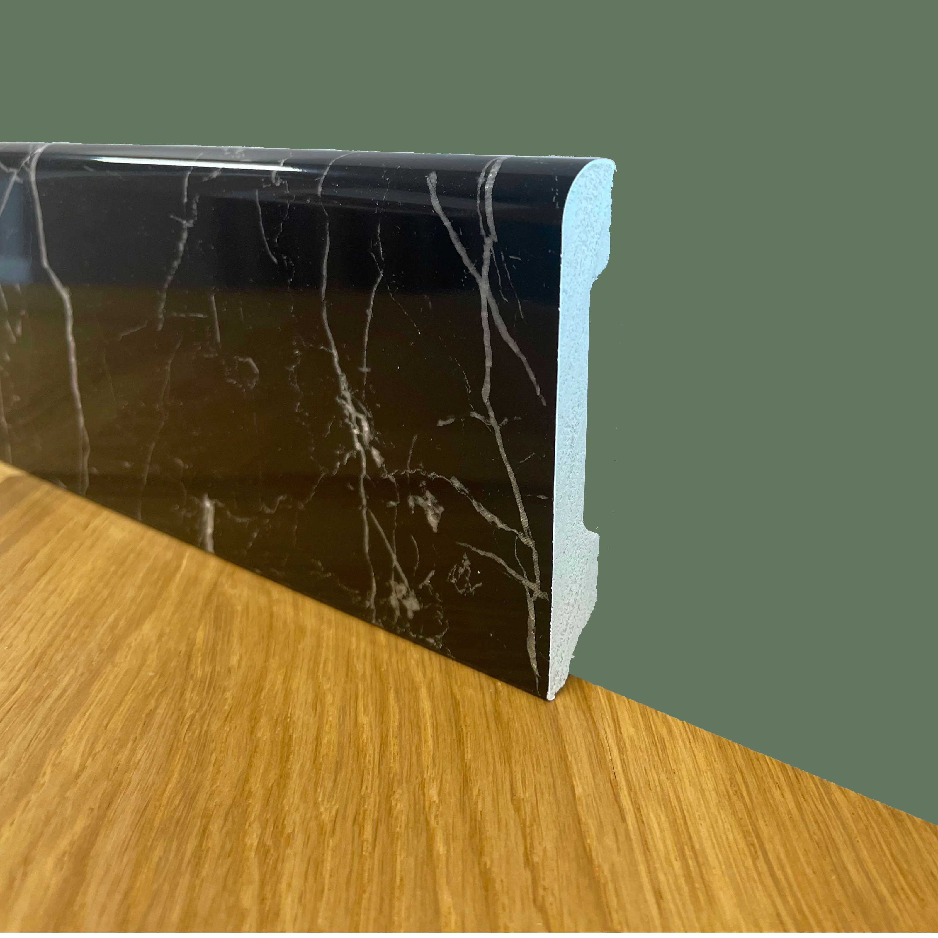 Bancale da 104ml di Battiscopa BC Lucido NERO MARQUINA 85x14x2000mm in POLIMERI - Eternal Parquet