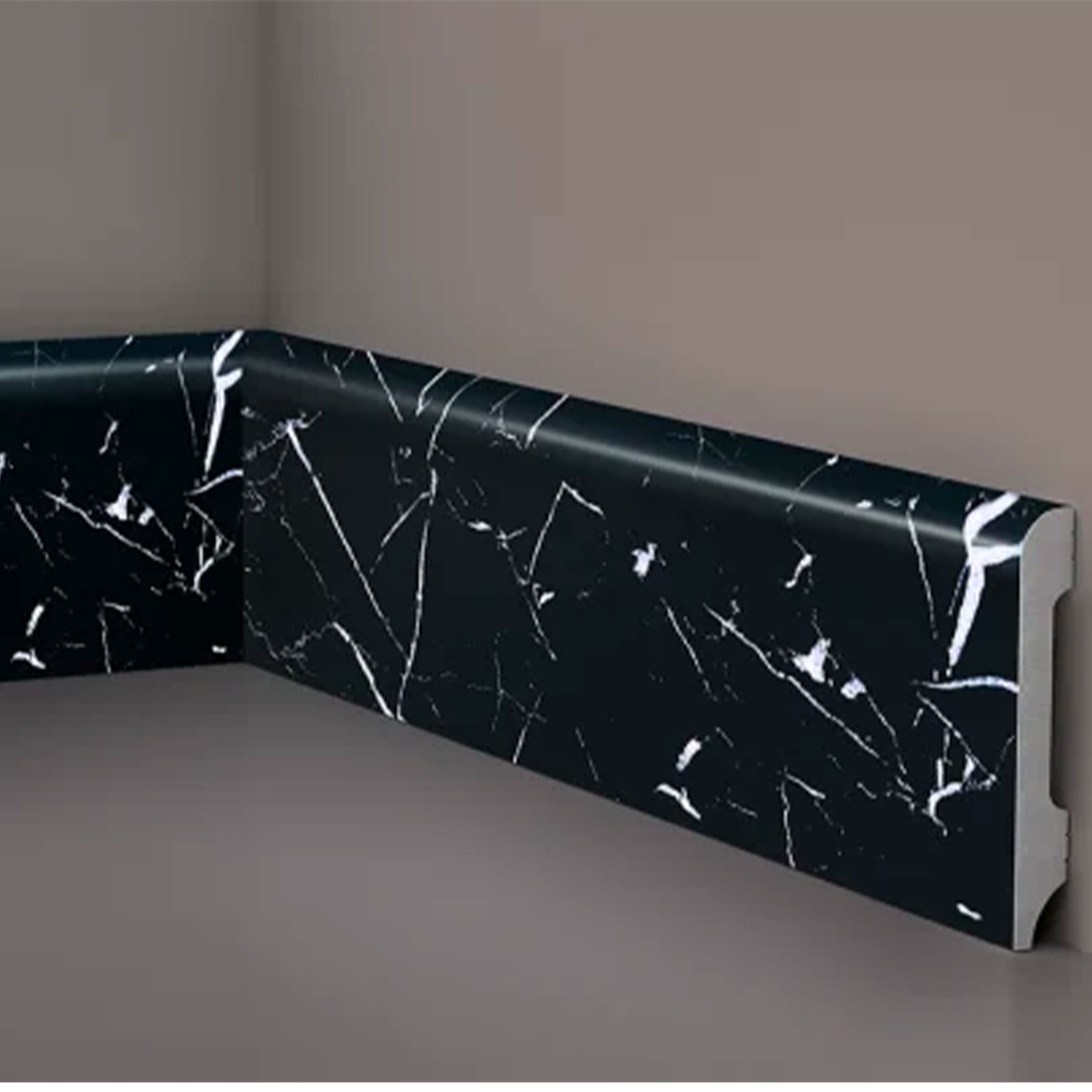 Battiscopa BC Lucido NERO MARQUINA 85x14x2000mm in POLIMERI - Polistrutturato - Eternal Parquet