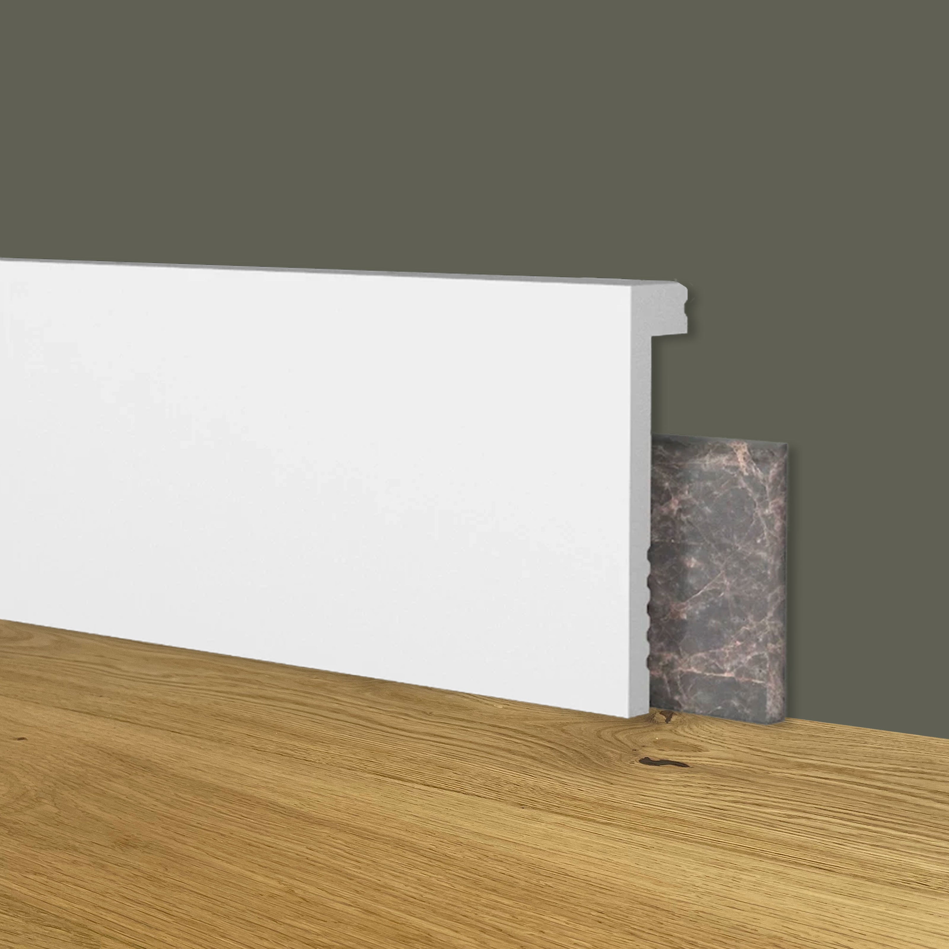 Battiscopa coprimarmo copribattiscopa BIANCO 100x22x2000mm in POLIMERI - Polistrutturato - Eternal Parquet