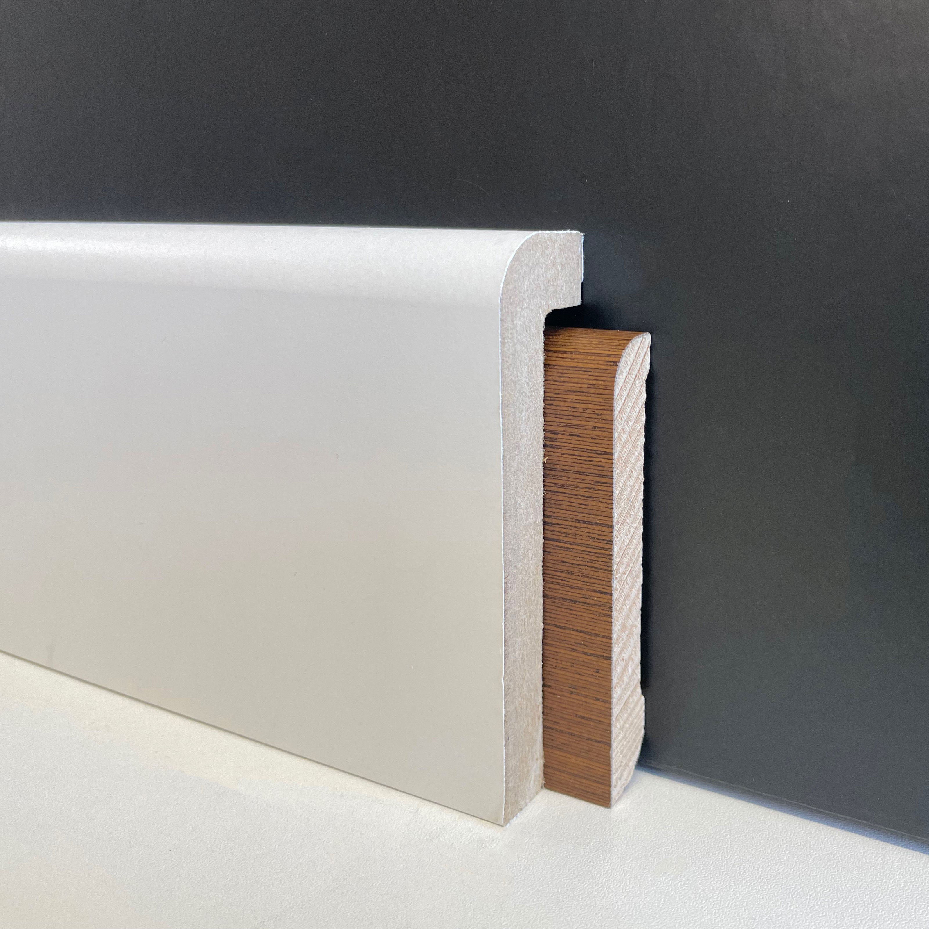 BATTISCOPA Coprimarmo coprivecchio in Fibra di Legno 100x25 (interno 85x13) BIANCO Eternal Parquet