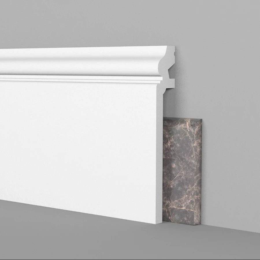 Battiscopa coprimarmo DUCALE Alto BIANCO 138x22x2000mm in POLIMERI - Polistrutturato Eternal Parquet