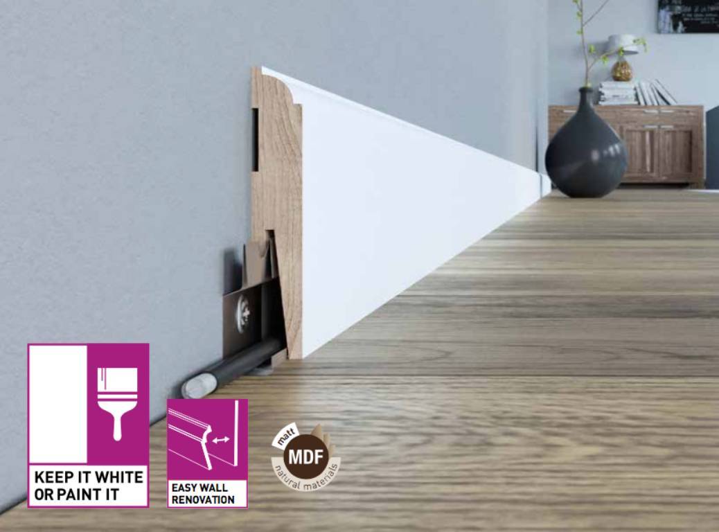 BATTISCOPA in MDF Zoccolino BIANCO DUCALE CLASSICO 60X15 (asta 2420mm) - Eternal Parquet