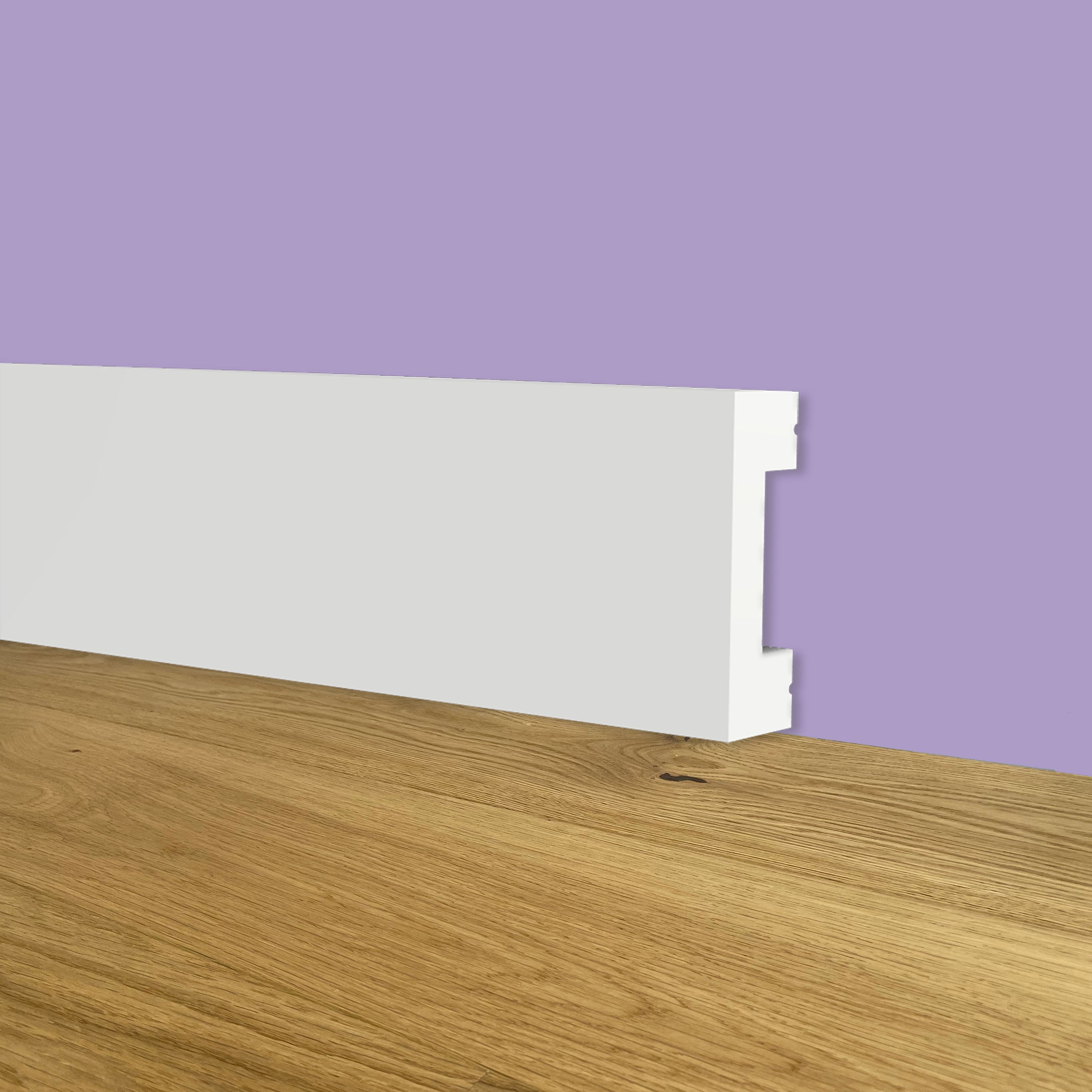 Battiscopa SQUADRATO BIANCO BASSO 30x10x2000mm in POLIMERI - Polistrutturato - Eternal Parquet