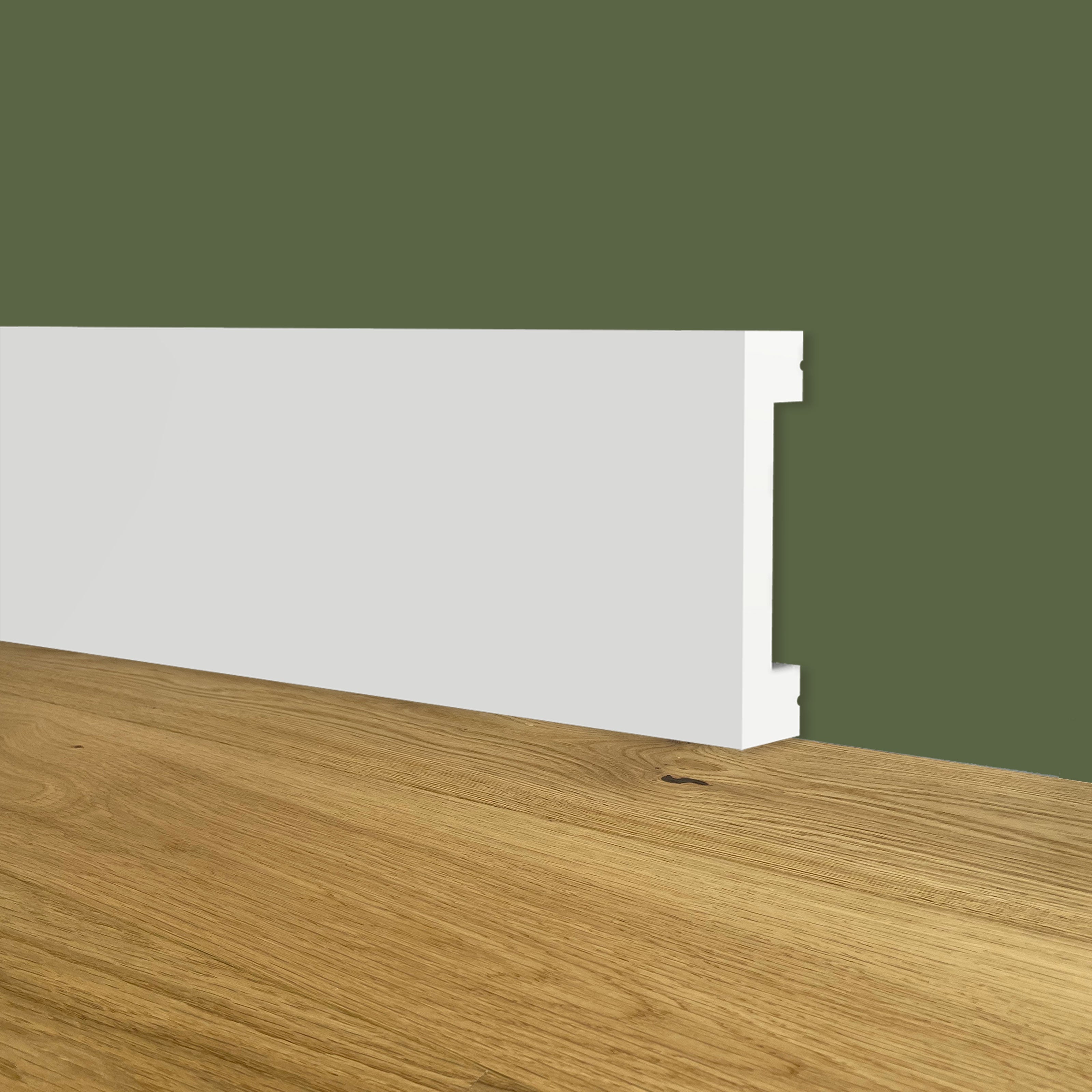 Battiscopa SQUADRATO BIANCO Passacavo 40x10x2000mm in POLIMERI - Polistrutturato - Eternal Parquet