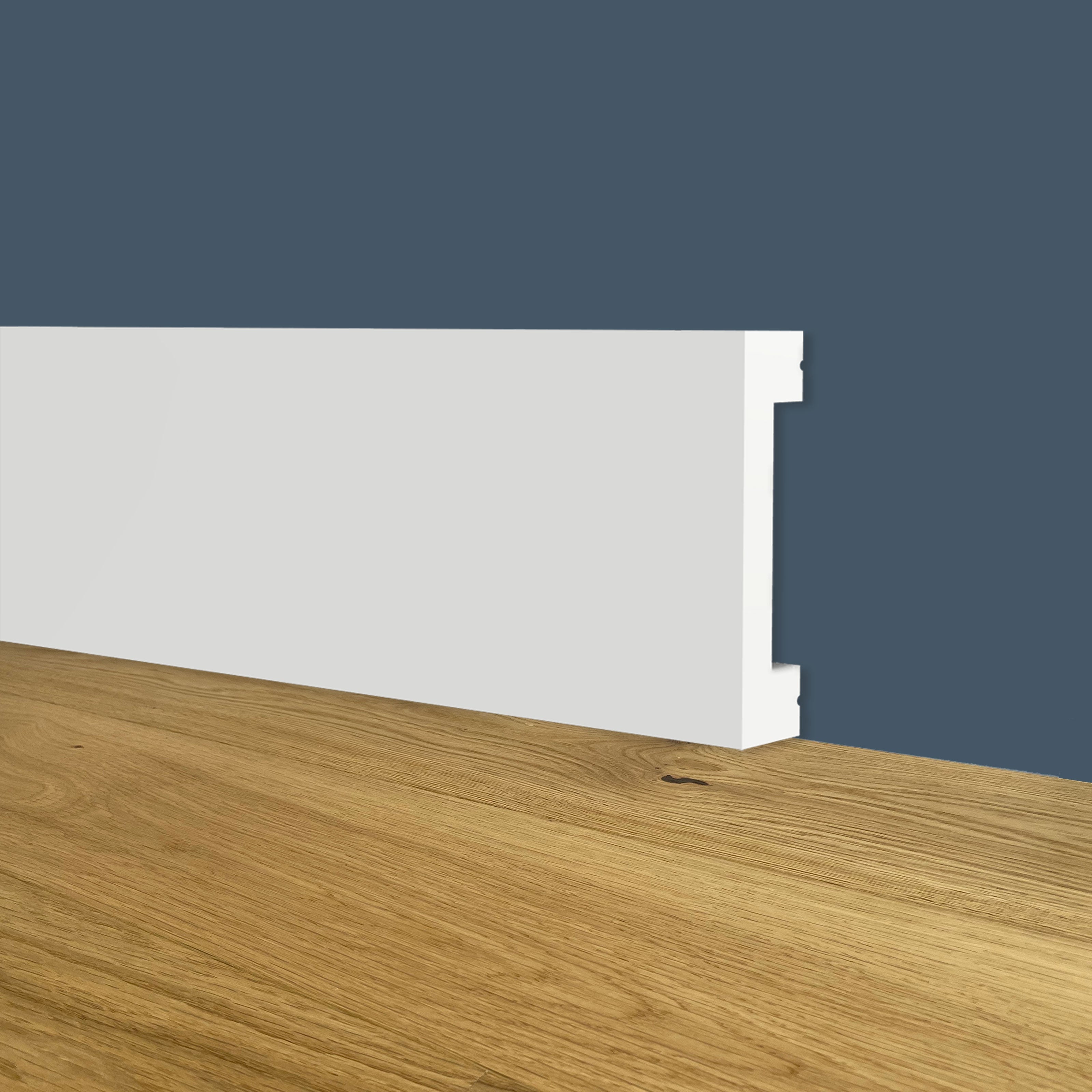 Battiscopa SQUADRATO BIANCO Passacavo 40x10x2000mm in POLIMERI - Polistrutturato - Eternal Parquet