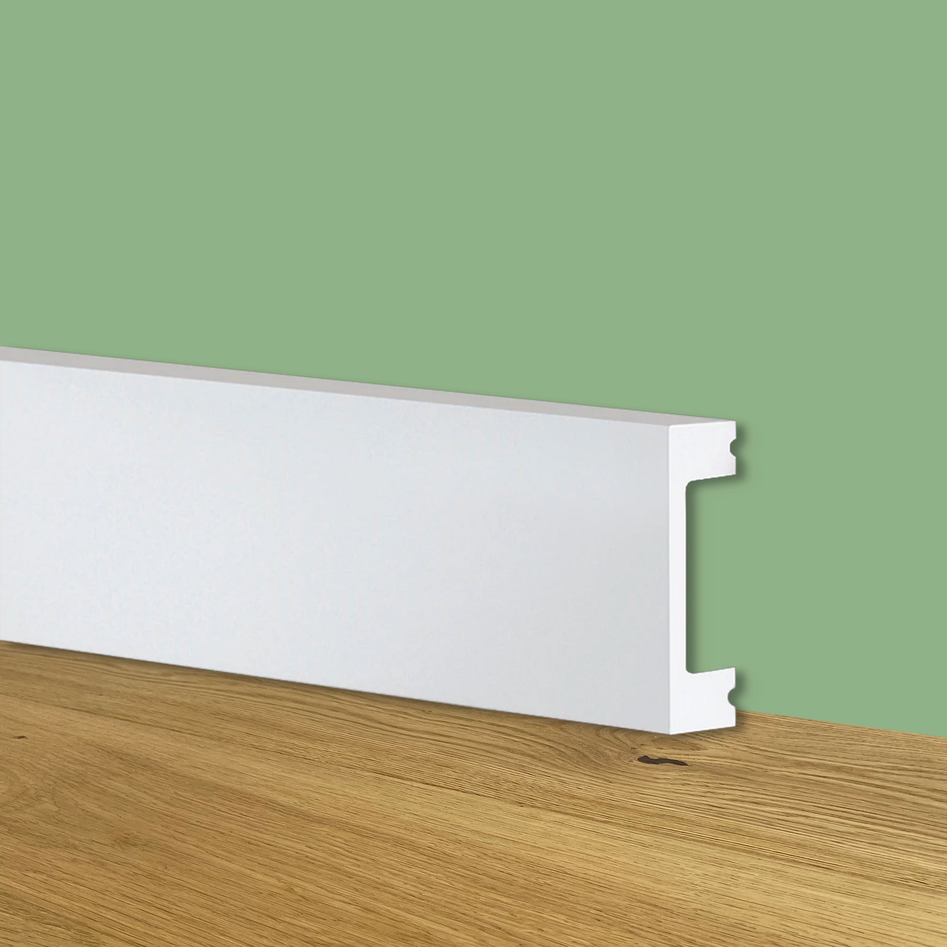 Battiscopa SQUADRATO BIANCO Passacavo 50x20x2000mm in POLIMERI - Polistrutturato - Eternal Parquet