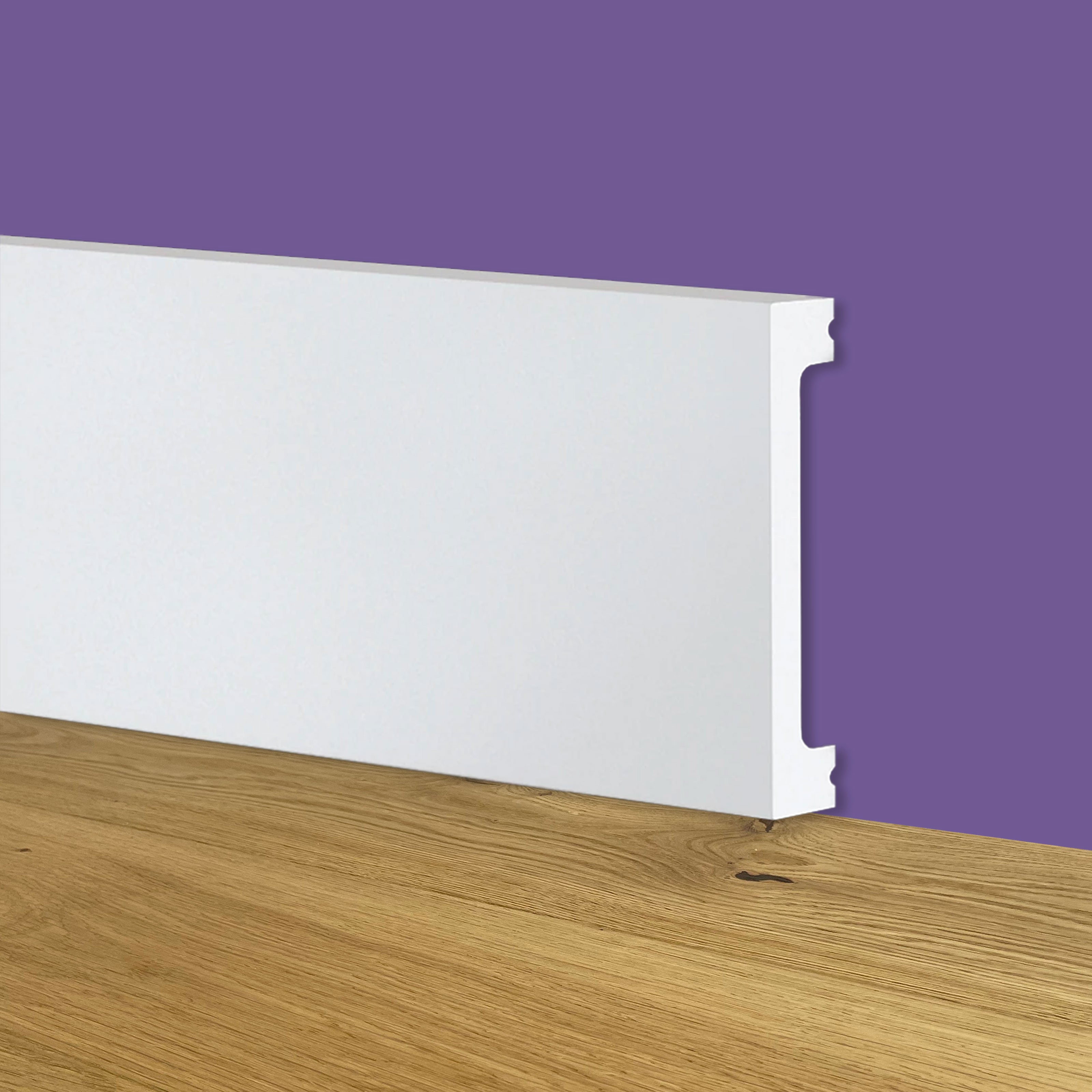 Battiscopa SQUADRATO BIANCO Passacavo 75x13x2000mm in POLIMERI - Polistrutturato - Eternal Parquet