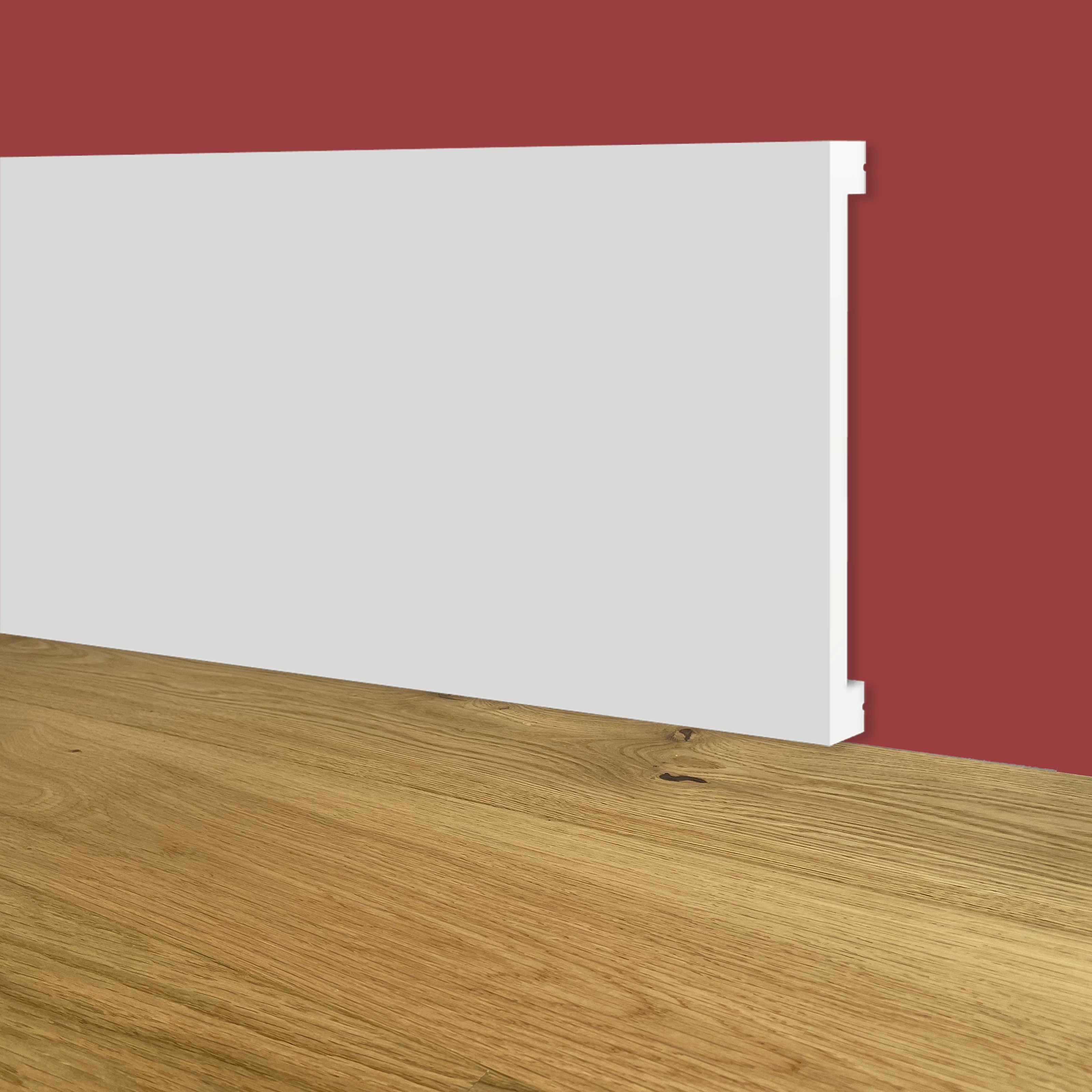 Battiscopa SQUADRATO BIANCO PASSACAVO 80x10x2000mm in POLIMERI - Polistrutturato - Eternal Parquet