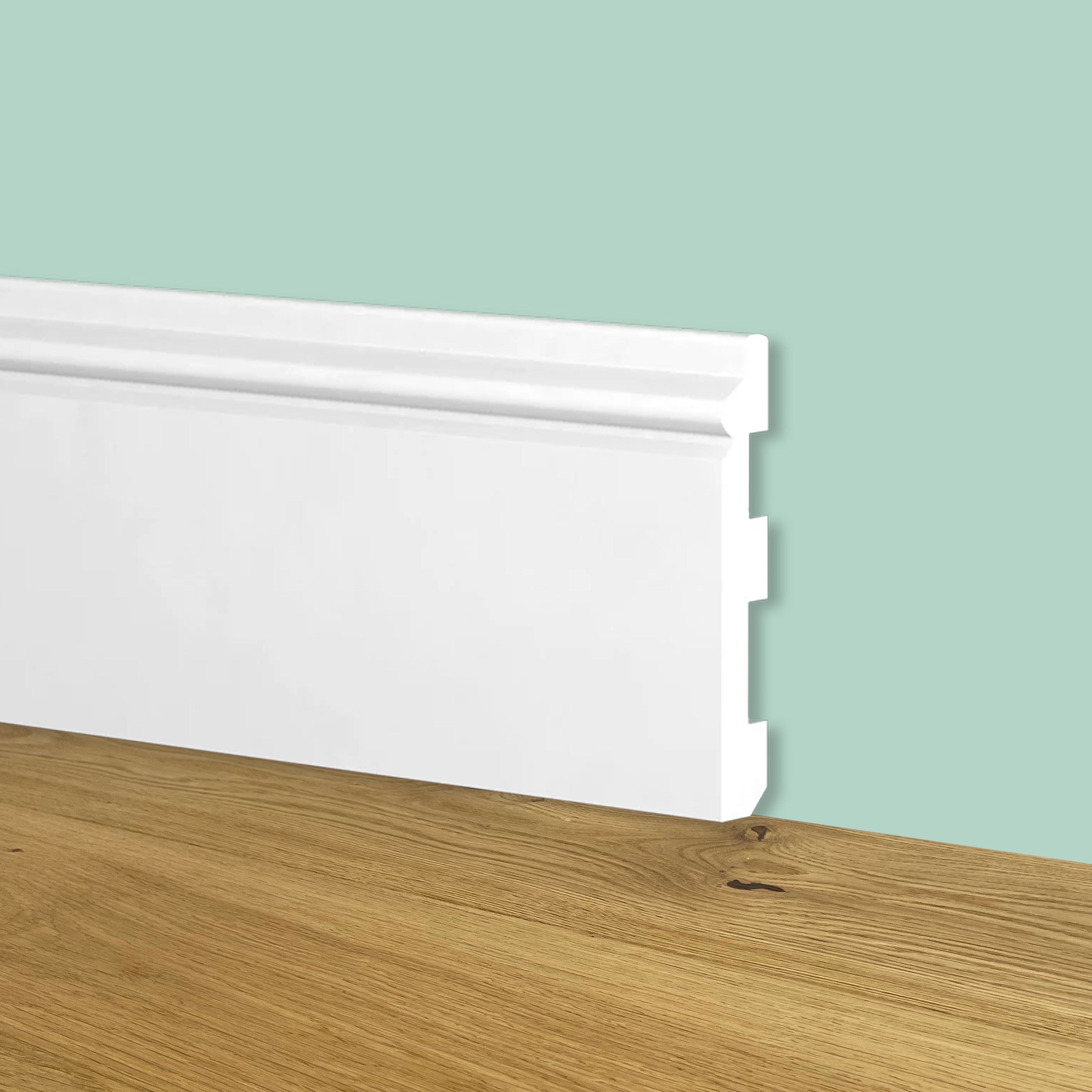 Battiscopa Zoccolino BIANCO mod. ETNICO 80x13x2000mm in POLIMERI - Polistrutturato - Eternal Parquet