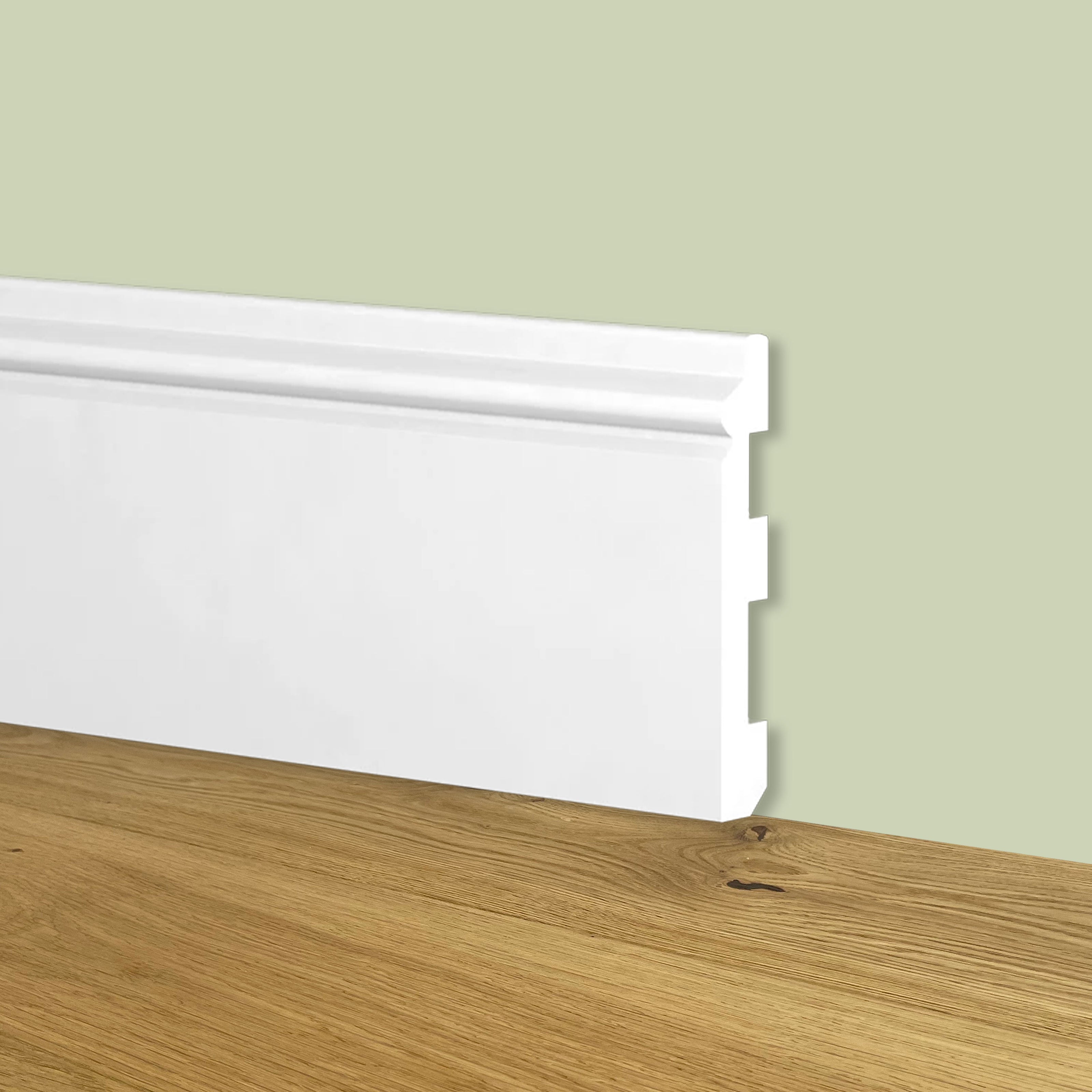 Battiscopa Zoccolino BIANCO mod. ETNICO 80x13x2000mm in POLIMERI - Polistrutturato - Eternal Parquet