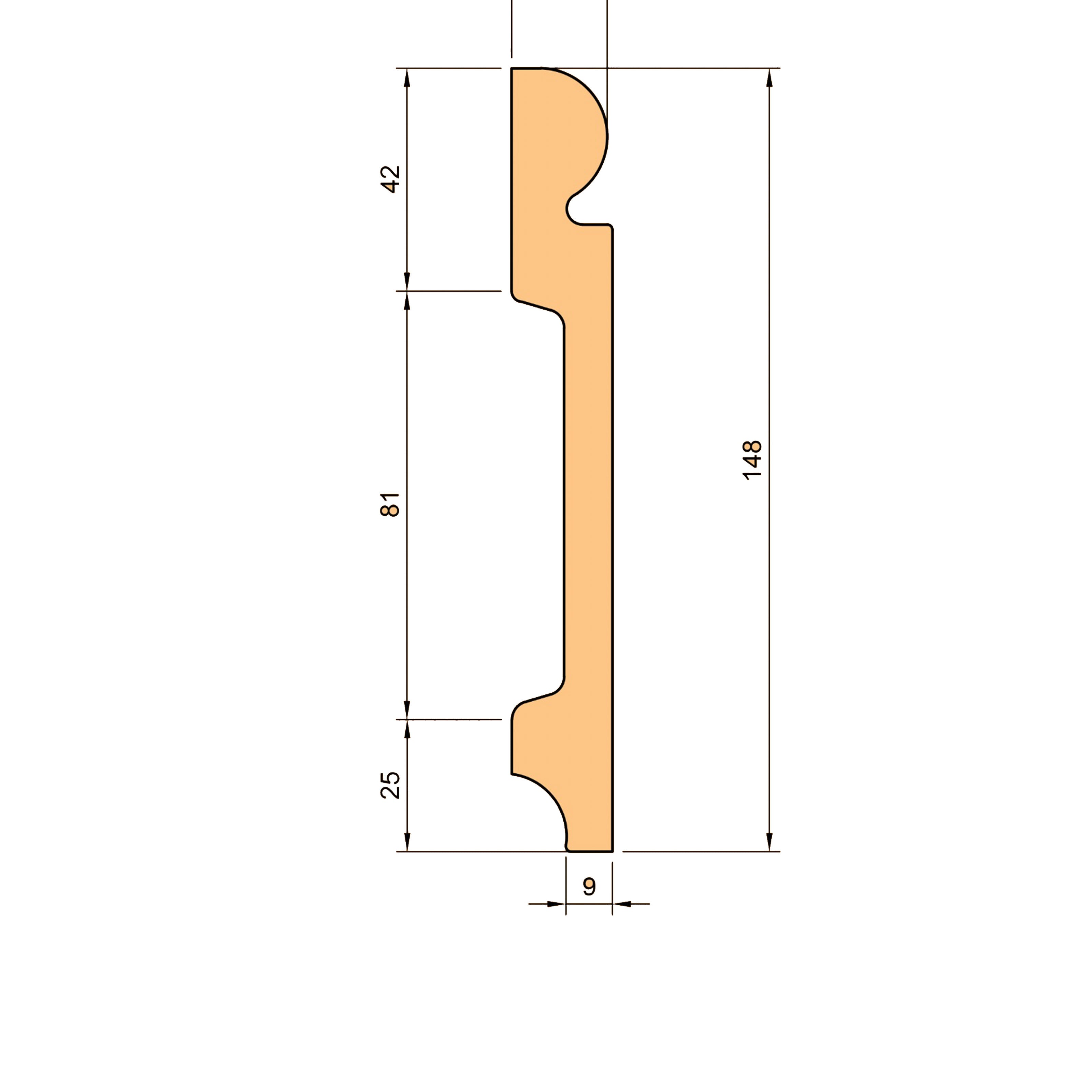 Battiscopa Zoccolino BIANCO mod. OLANDESE 145x18x2000mm in POLIMERI - Polistrutturato - Eternal Parquet